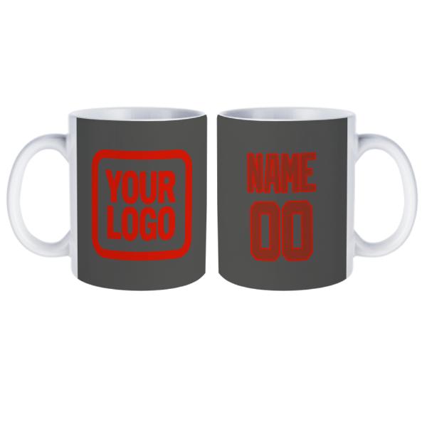 Tazza personalizzata grigio scuro corallo rosso