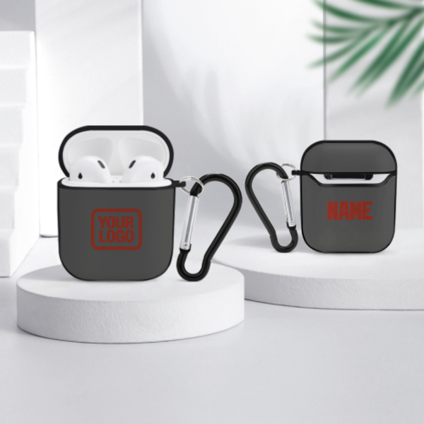Maßgeschneidertes Dunkelgrau Korallenrot AirPods-Hülle