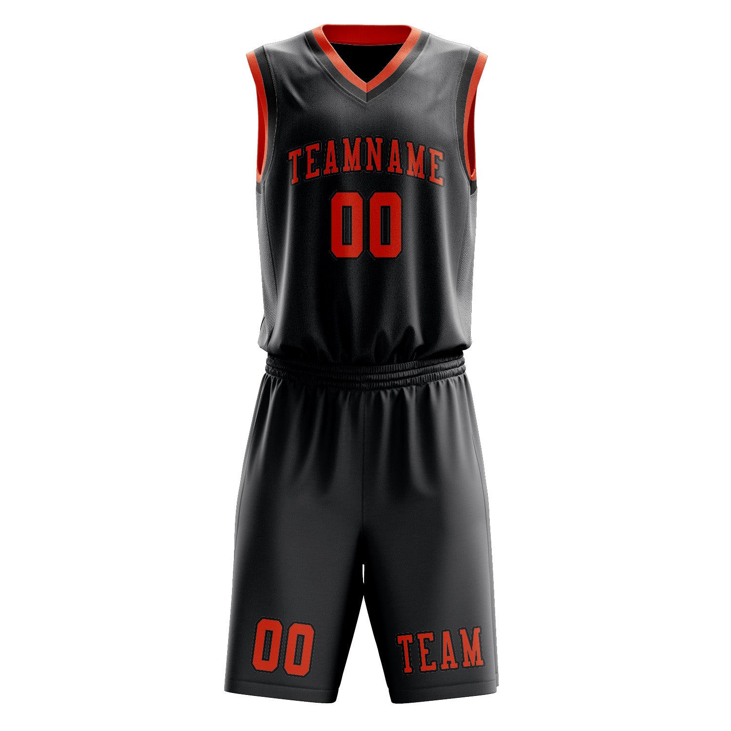 Benutzerdefiniertes Professionelles Dunkelgrau Orangerot Basketballtrikot-Set