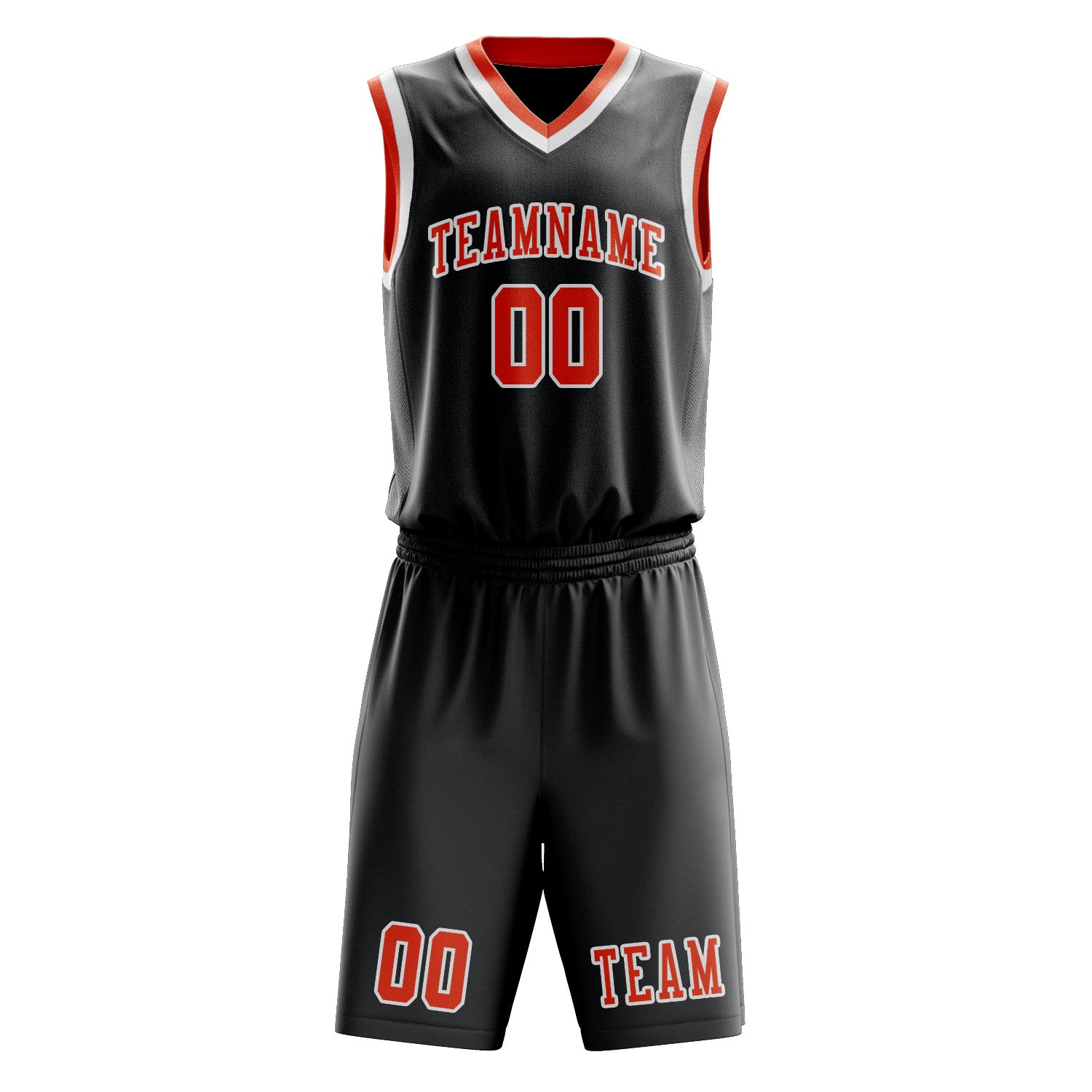Benutzerdefiniertes Professionelles Dunkelgrau Orangerot Basketballtrikot-Set