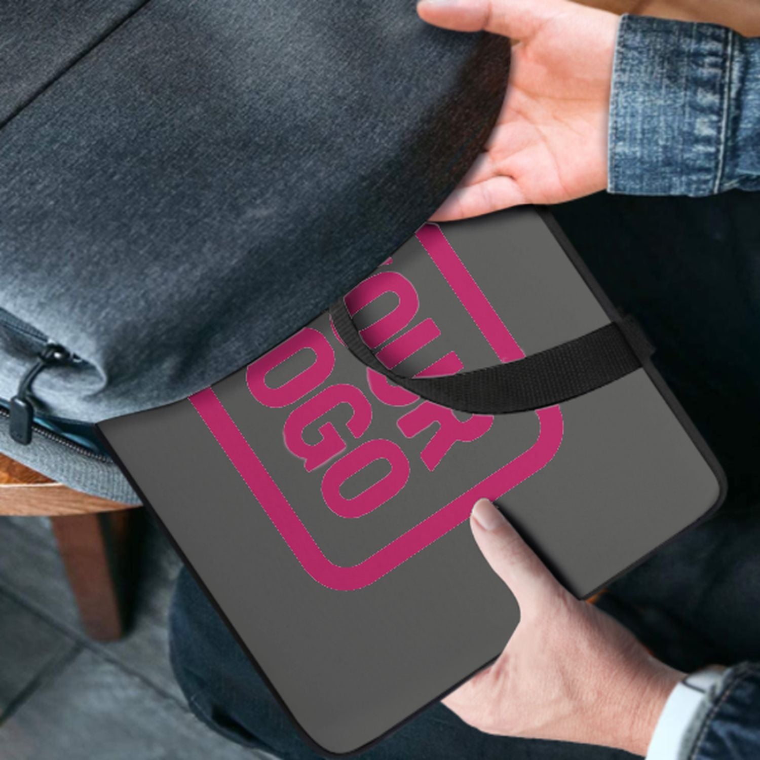 Borsa per laptop personalizzata grigio scuro rosa