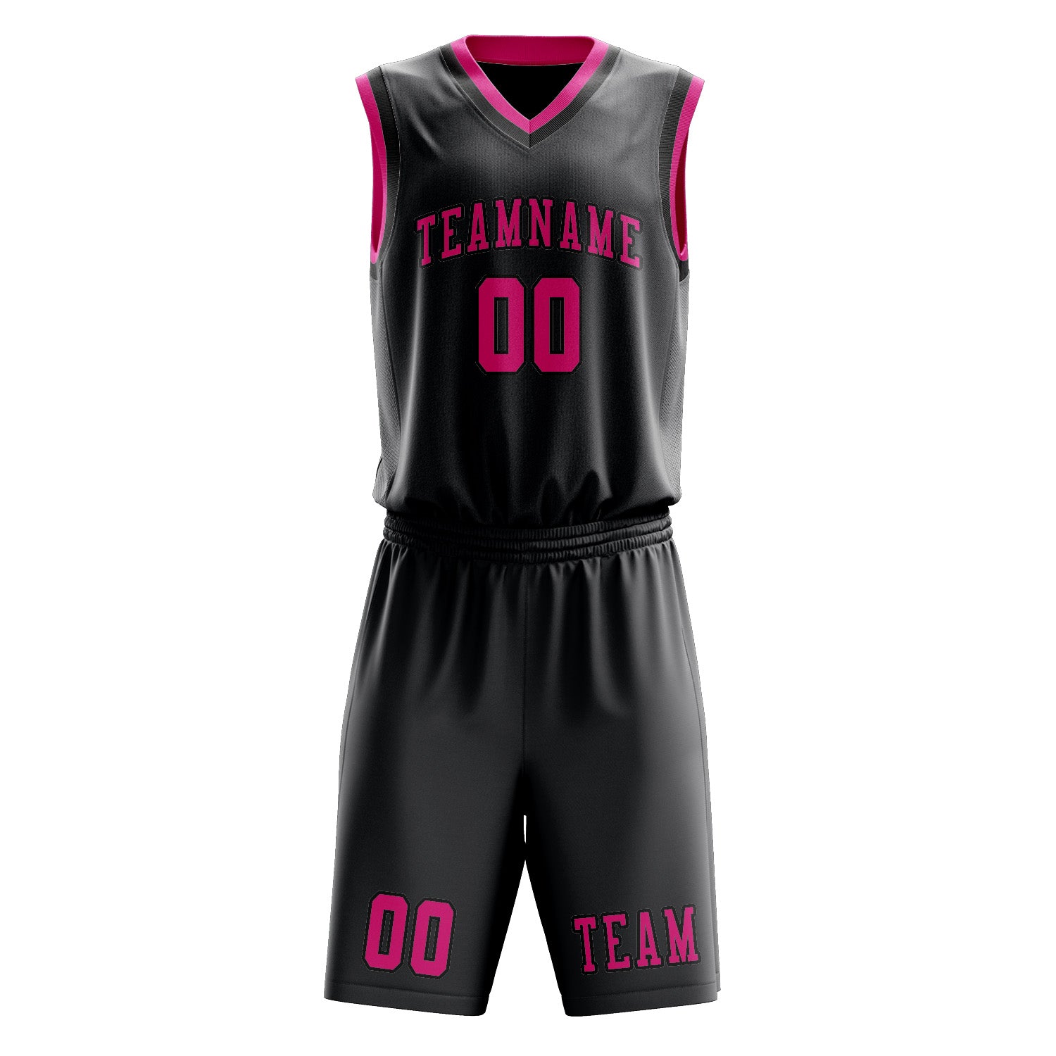 Benutzerdefiniertes Professionelles Dunkelgrau Rosarot Basketballtrikot-Set