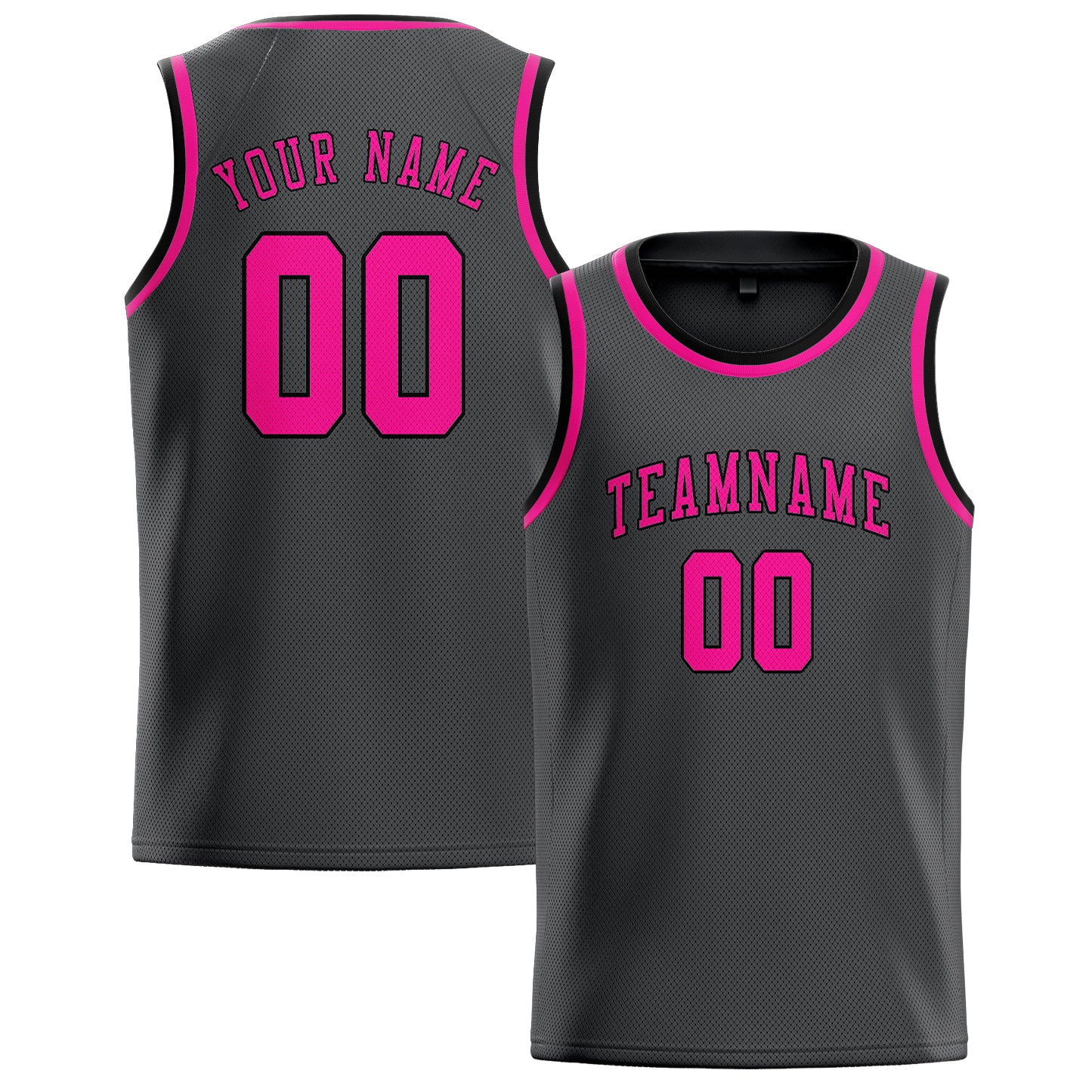 Benutzerdefiniertes Professionelles Dunkelgrau Rosarot Basketballtrikot