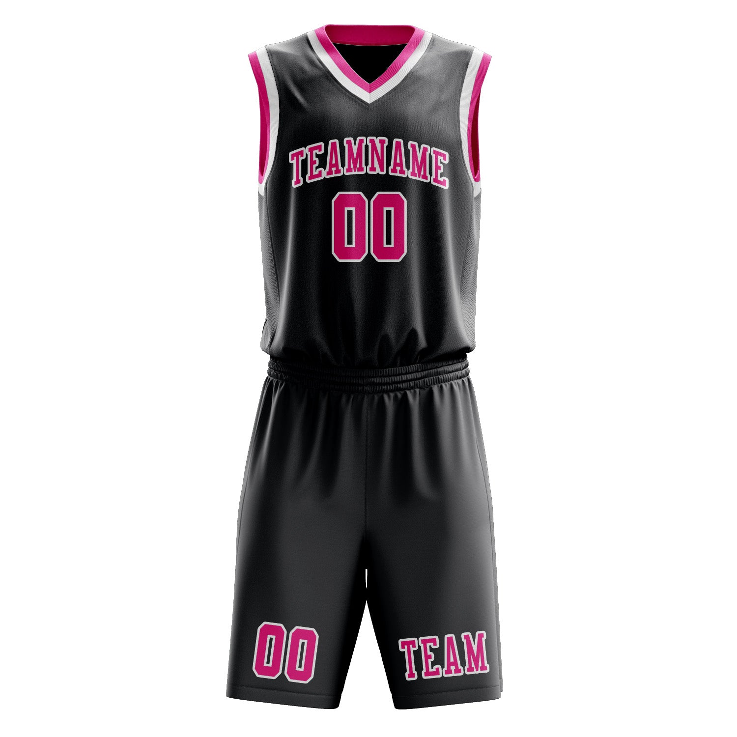 Benutzerdefiniertes Professionelles Dunkelgrau Rosarot Basketballtrikot-Set