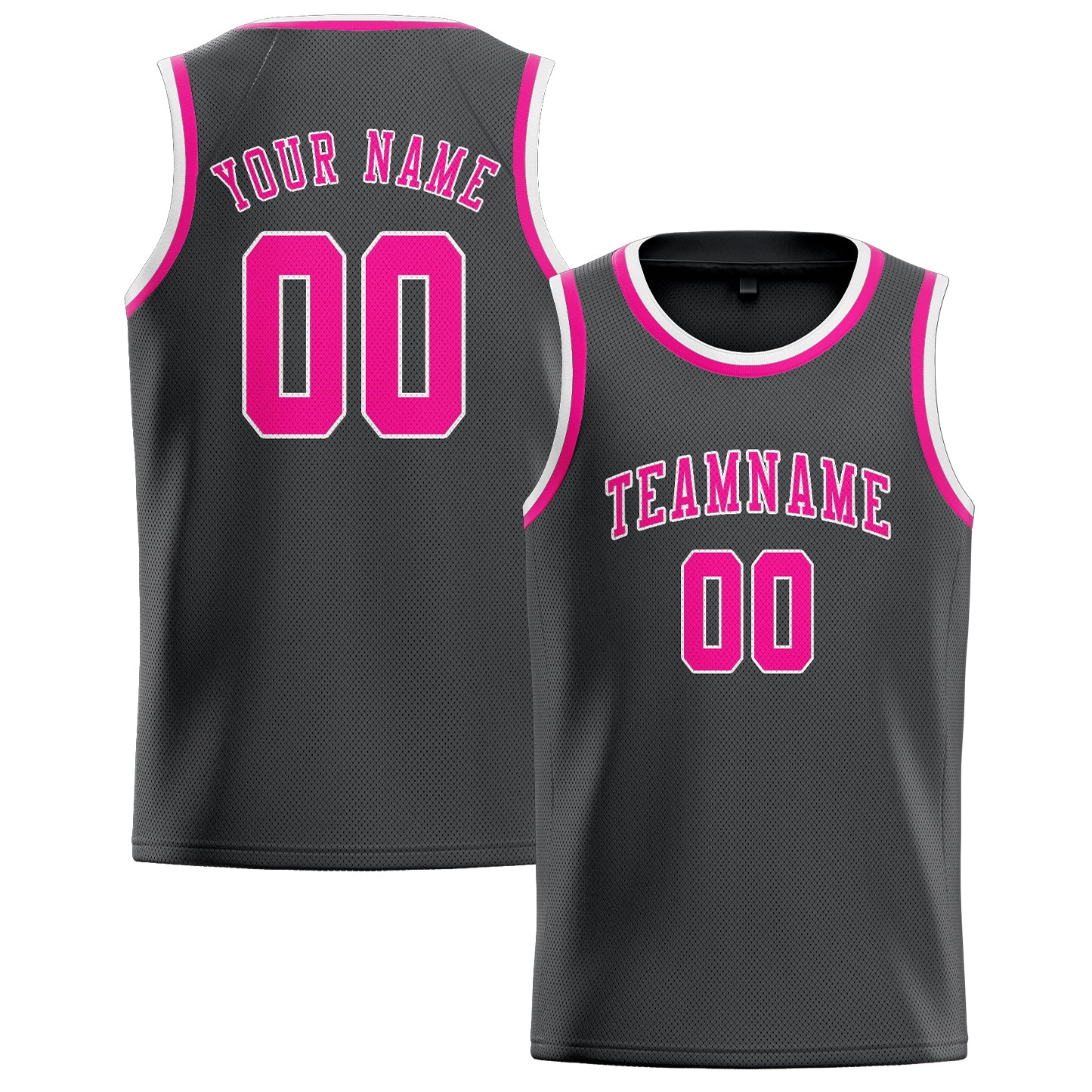 Benutzerdefiniertes Professionelles Dunkelgrau Rosarot Basketballtrikot