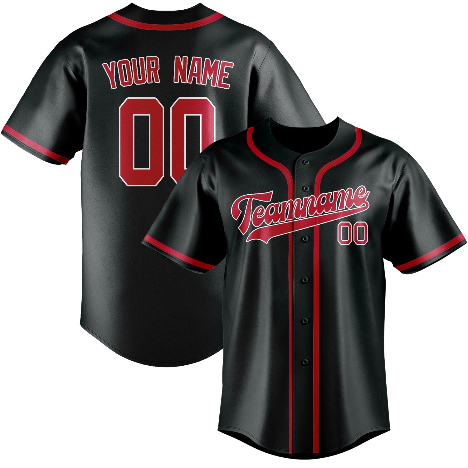 Benutzerdefiniertes Professionelles Dunkelgrau Rot Baseballtrikot