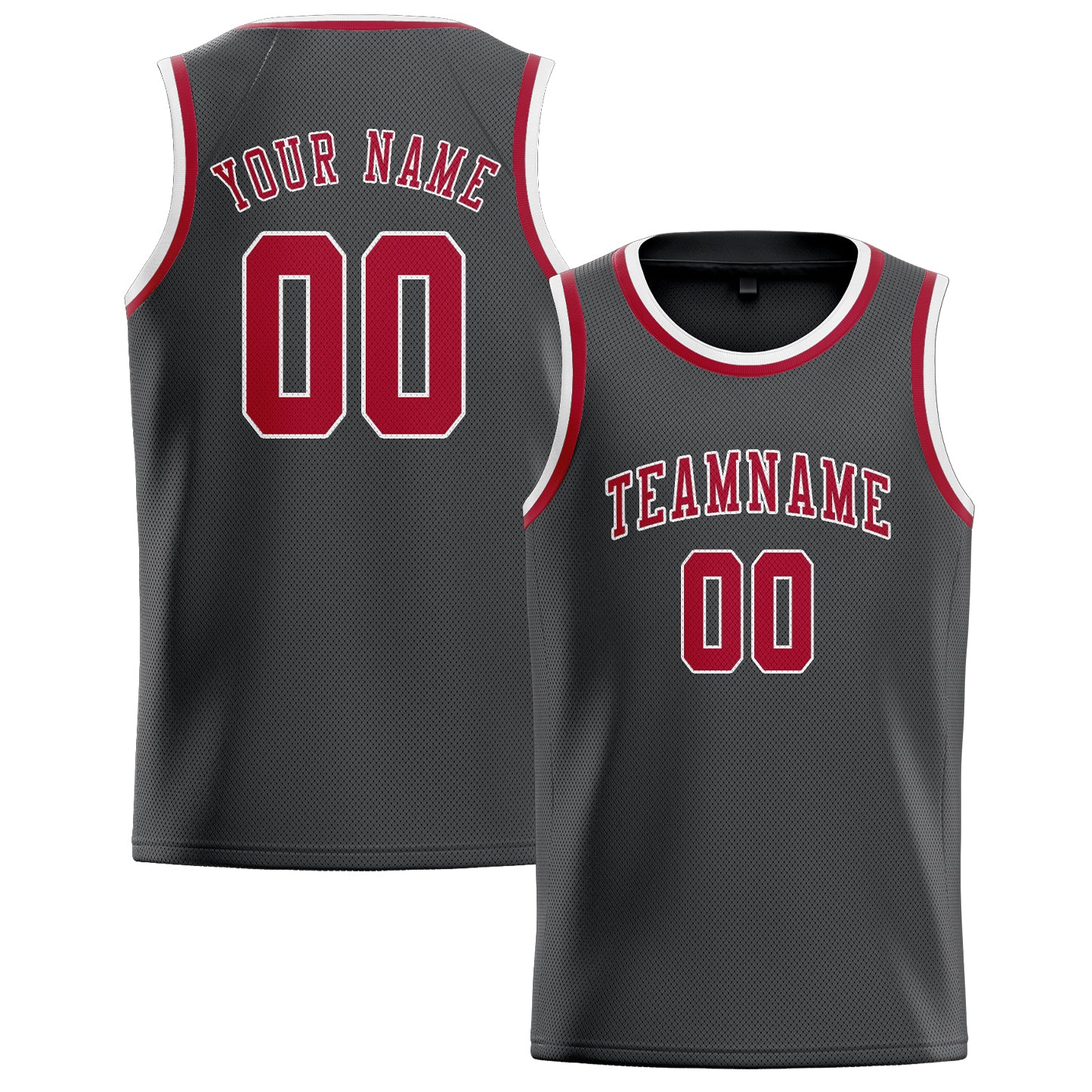 Benutzerdefiniertes Professionelles Dunkelgrau Rot Basketballtrikot