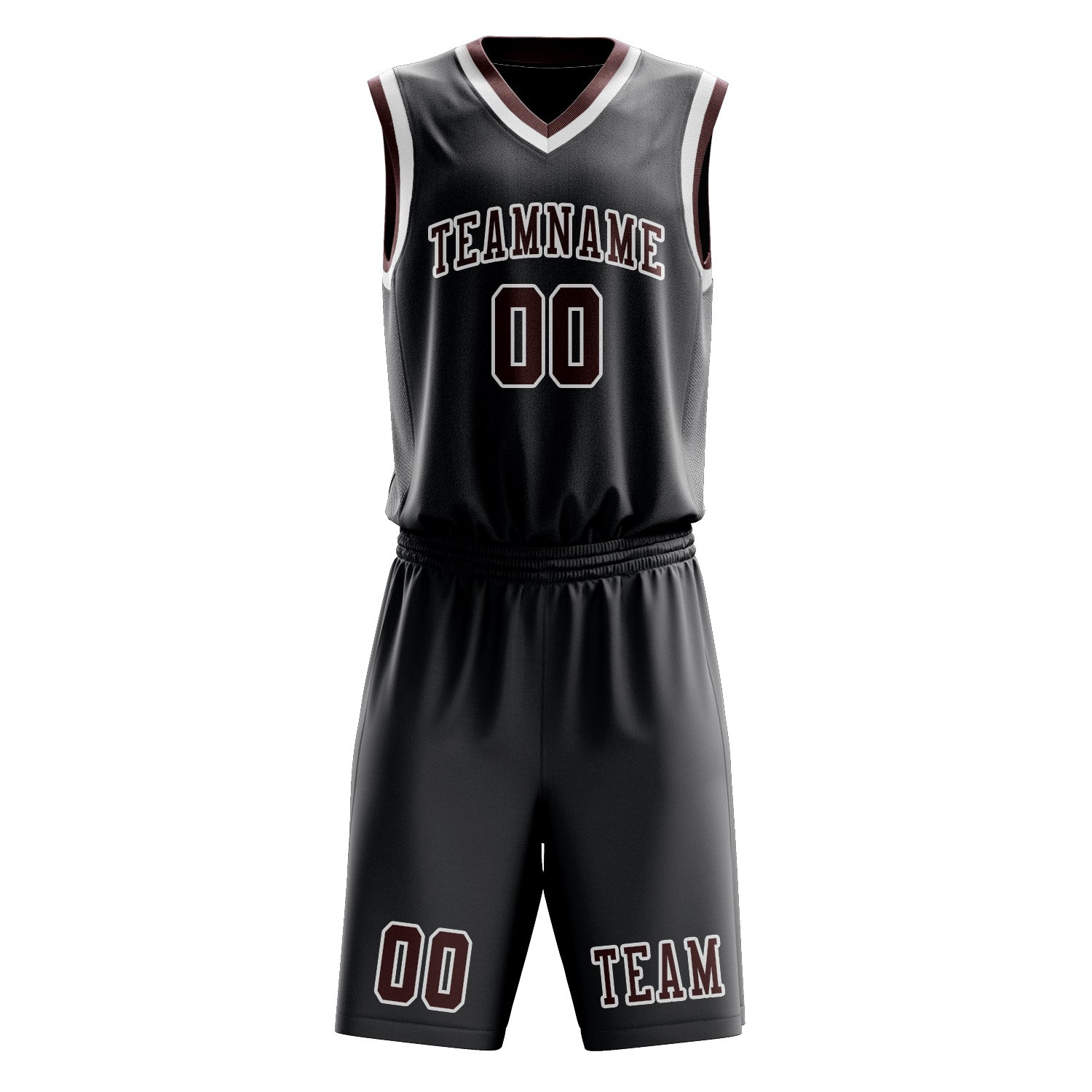 Benutzerdefiniertes Professionelles Dunkelgrau Karmesinrot Basketballtrikot-Set