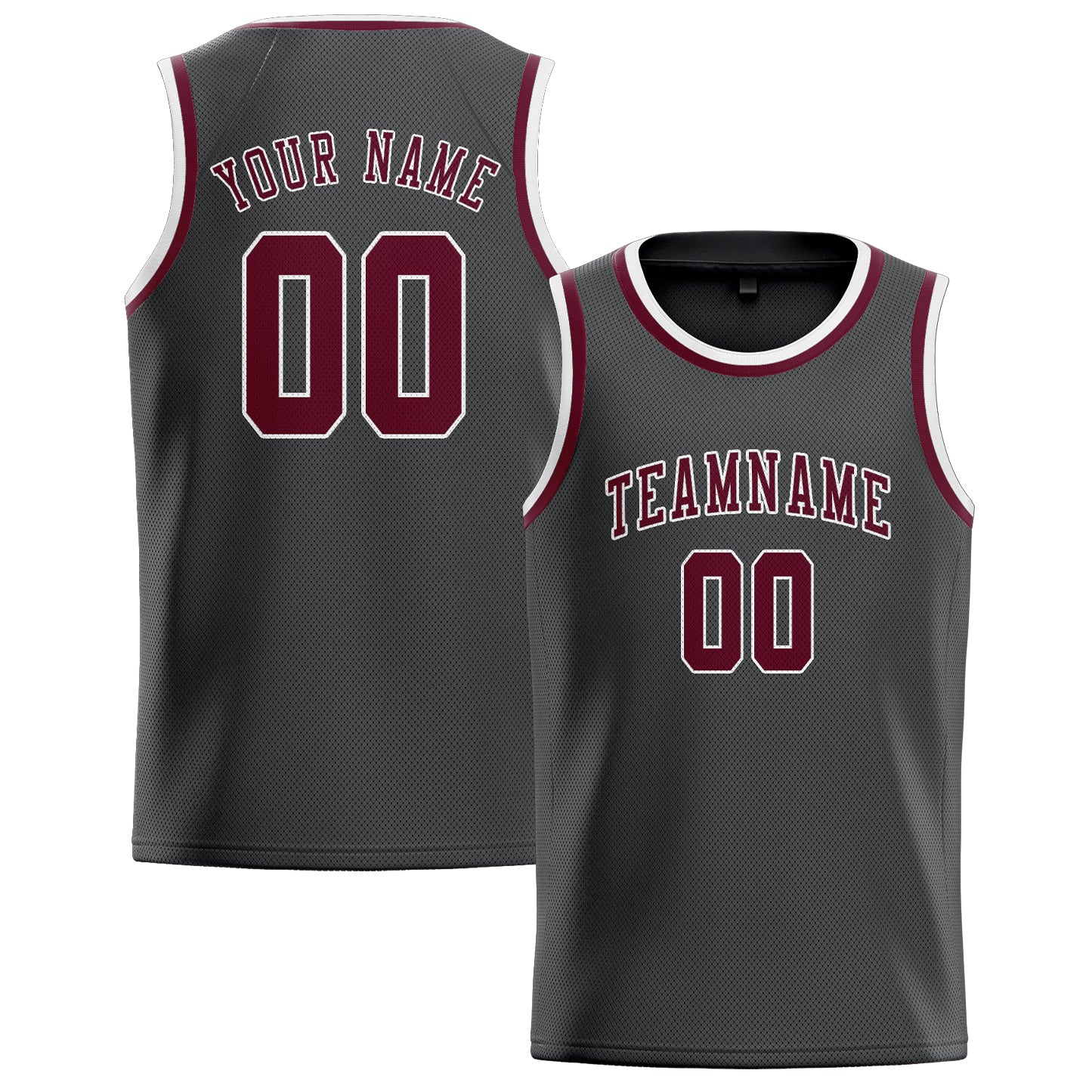 Benutzerdefiniertes Professionelles Dunkelgrau Karmesinrot Basketballtrikot