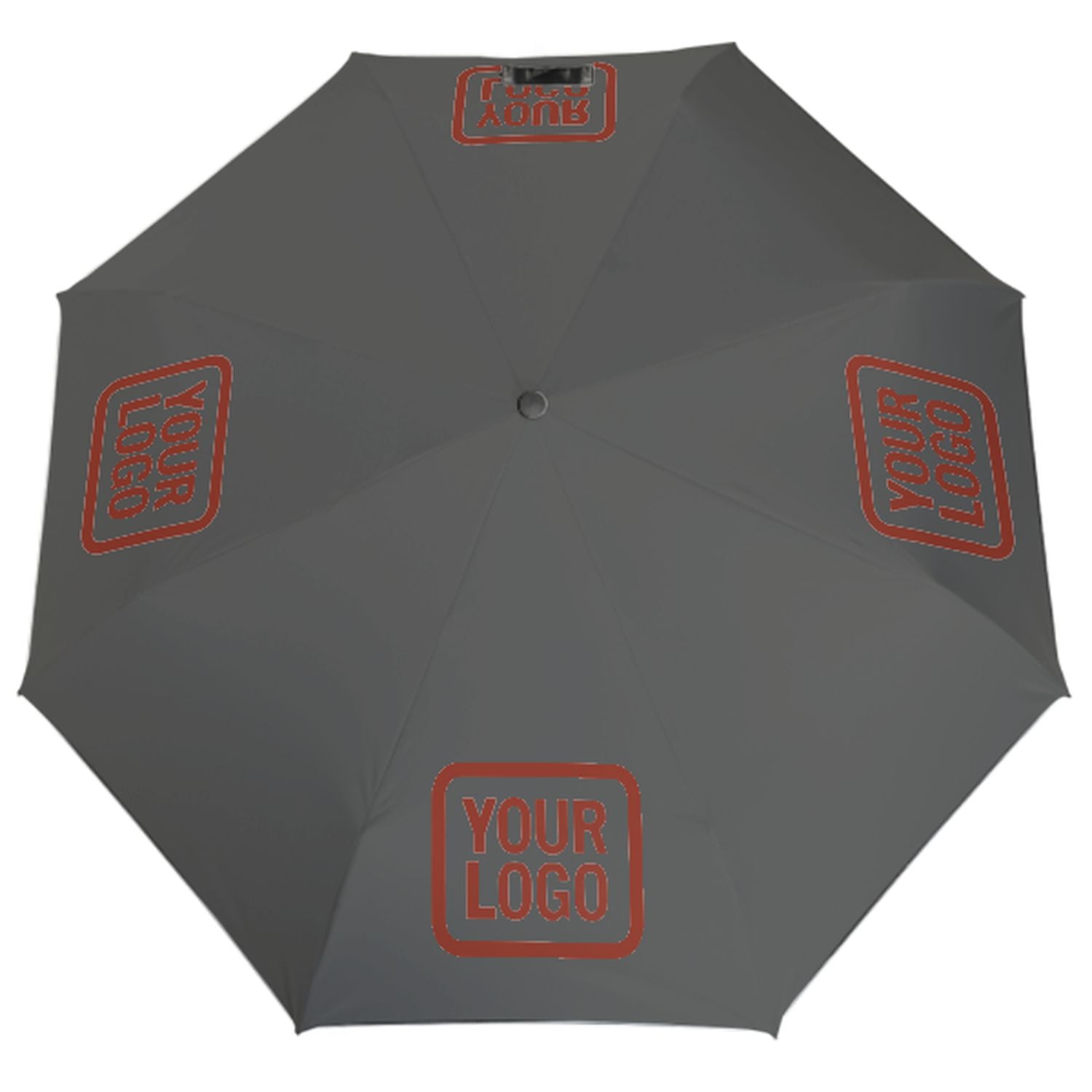 Maßgeschneidertes Dunkelgrau Korallenrot Automatik-Regenschirm