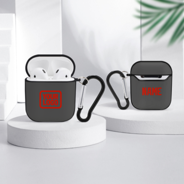 Maßgeschneidertes Dunkelgrau Orangerot AirPods-Hülle
