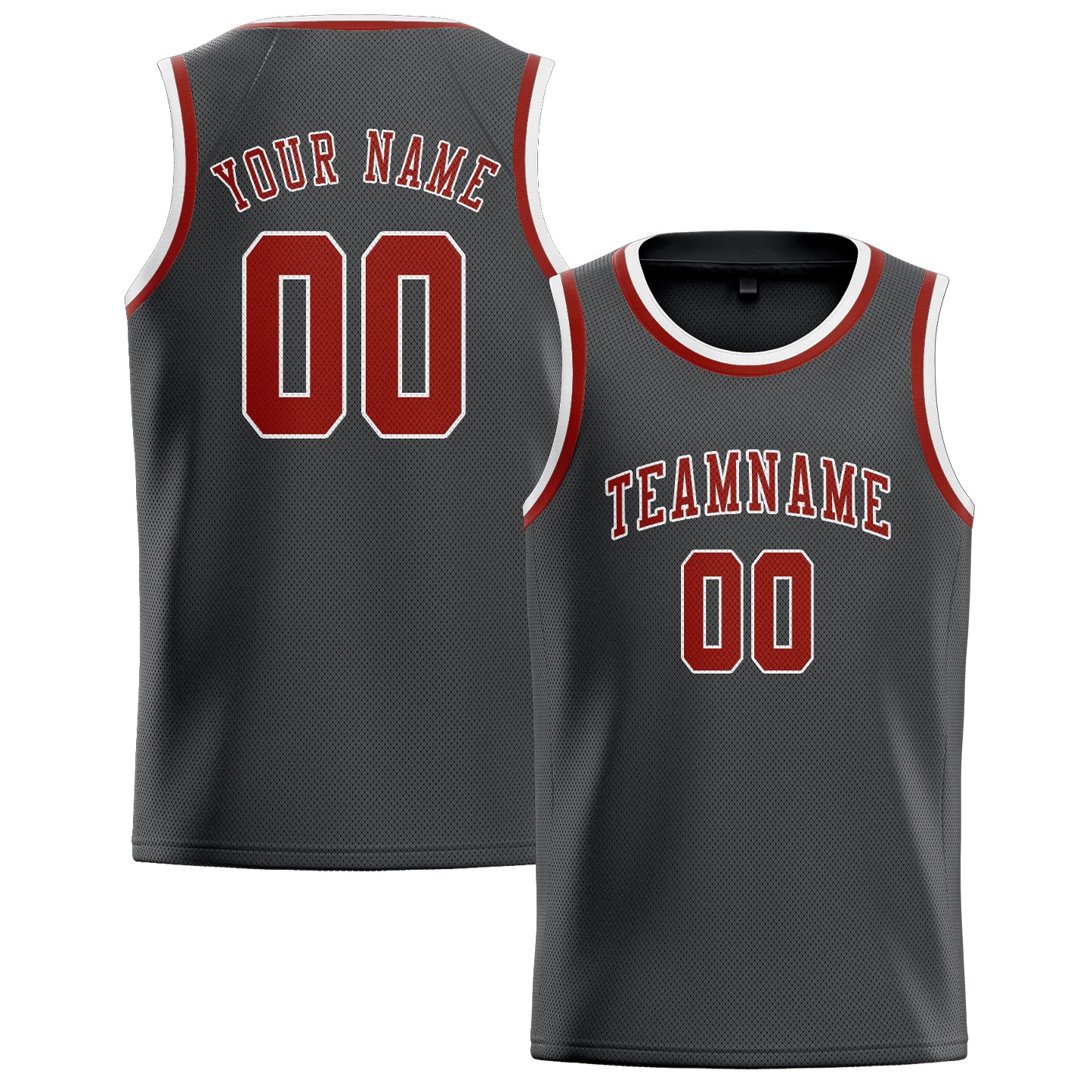 Benutzerdefiniertes Professionelles Dunkelgrau Korallenrot Basketballtrikot