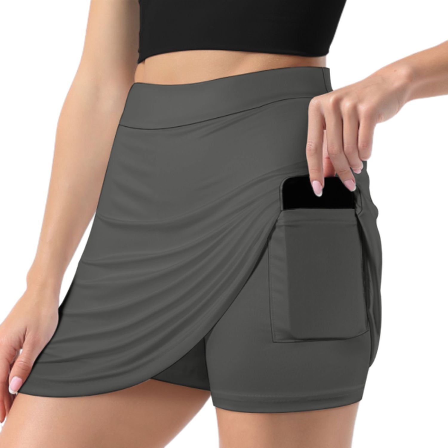 Maßgeschneidertes Dunkelgrau Schwarz A-Linien Skort