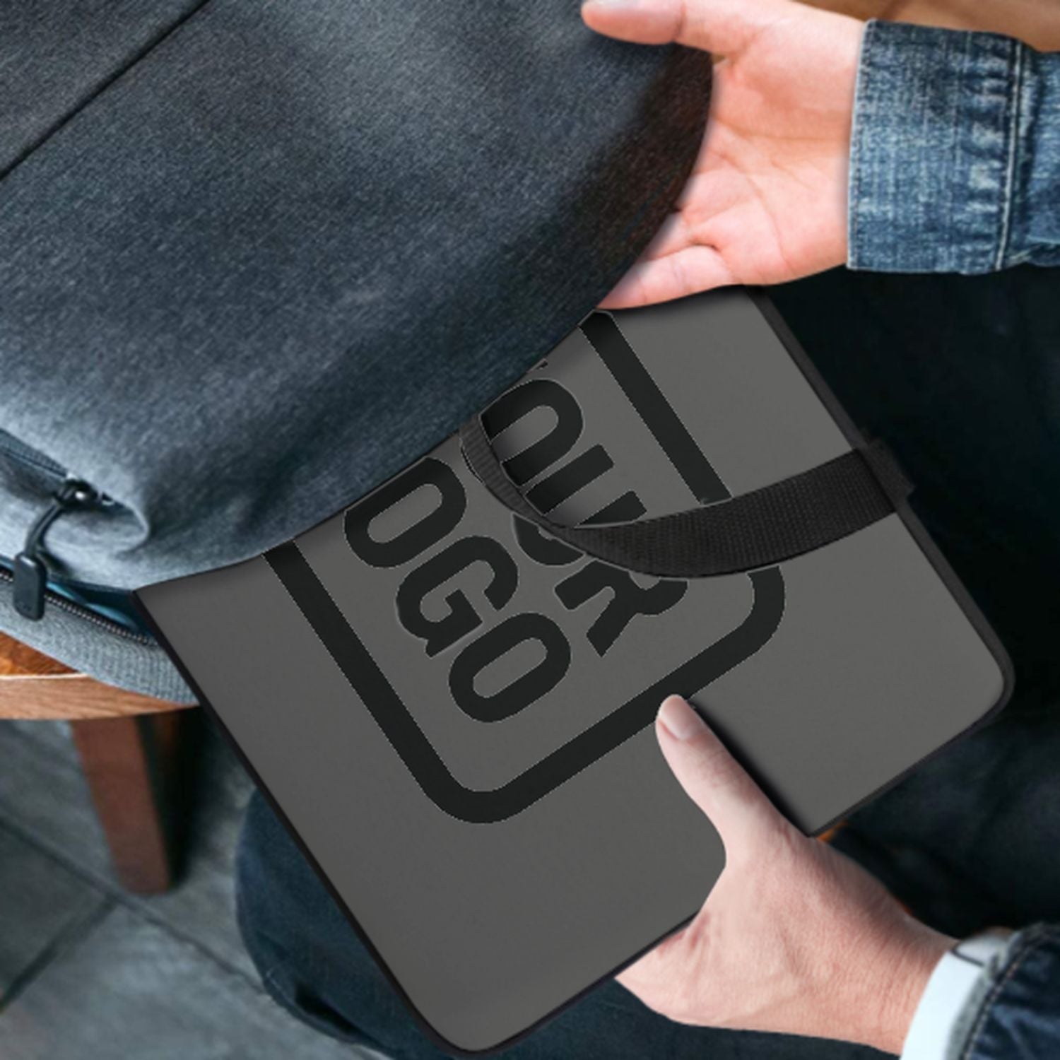 Maßgeschneidertes Dunkelgrau Black Laptop Tasche