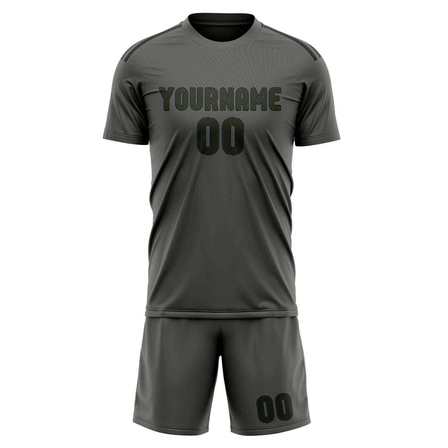 Maßgeschneidertes Professionelles Dunkelgrau Dunkles Oliv Fußballtrikot-Set
