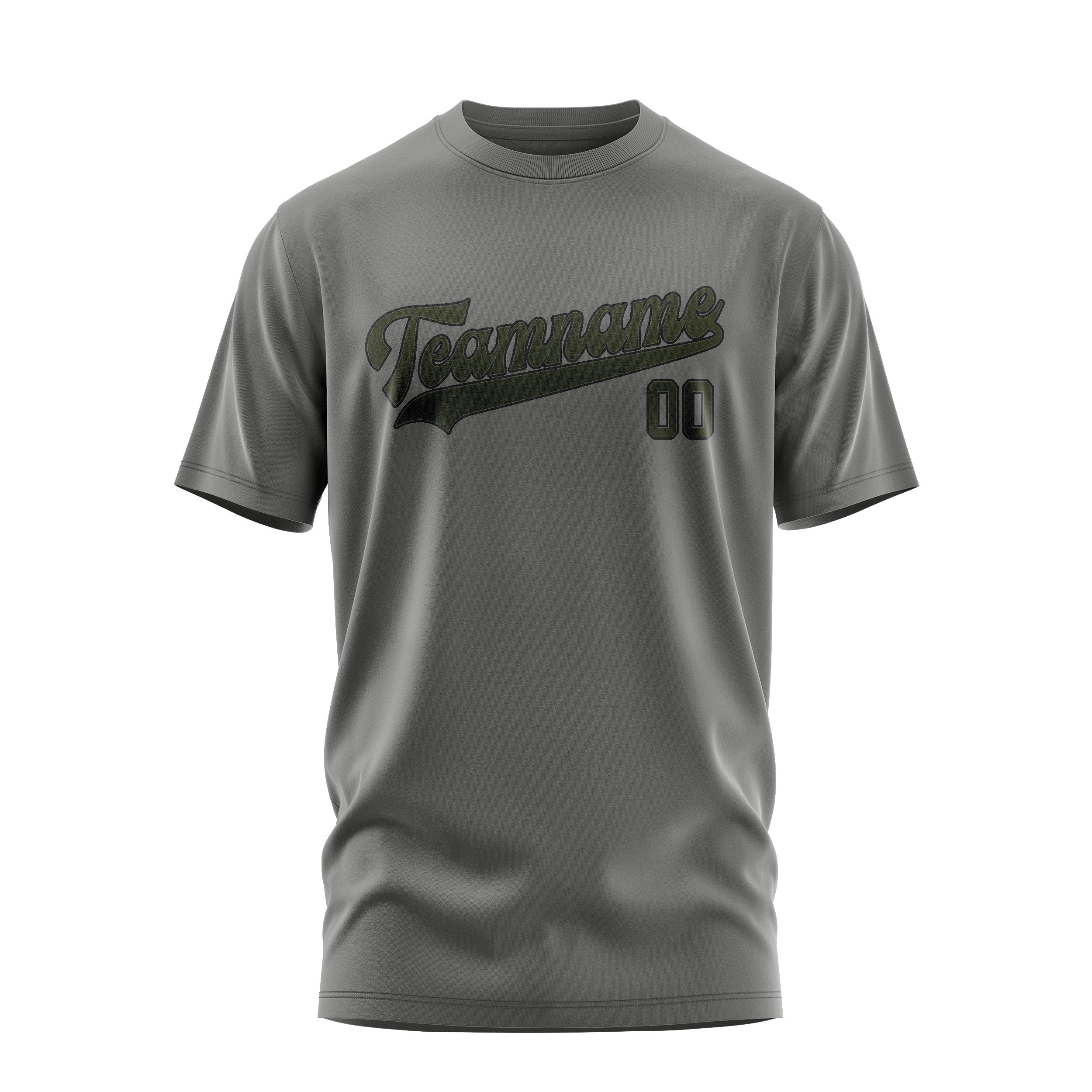 Maßgeschneidertes Dunkelgrau Dunkles Oliv T-Shirt