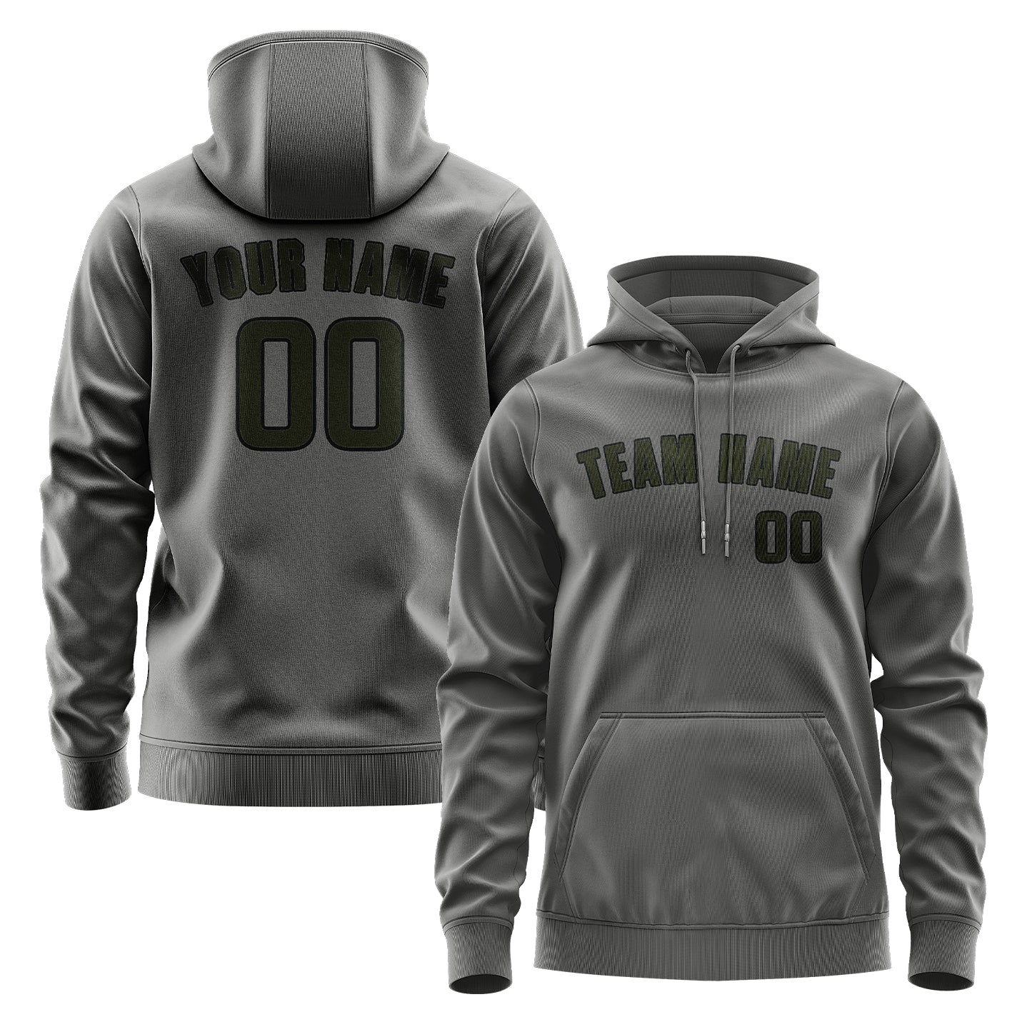 Maßgeschneidertes Dunkelgrau Dunkles Oliv Hoodie