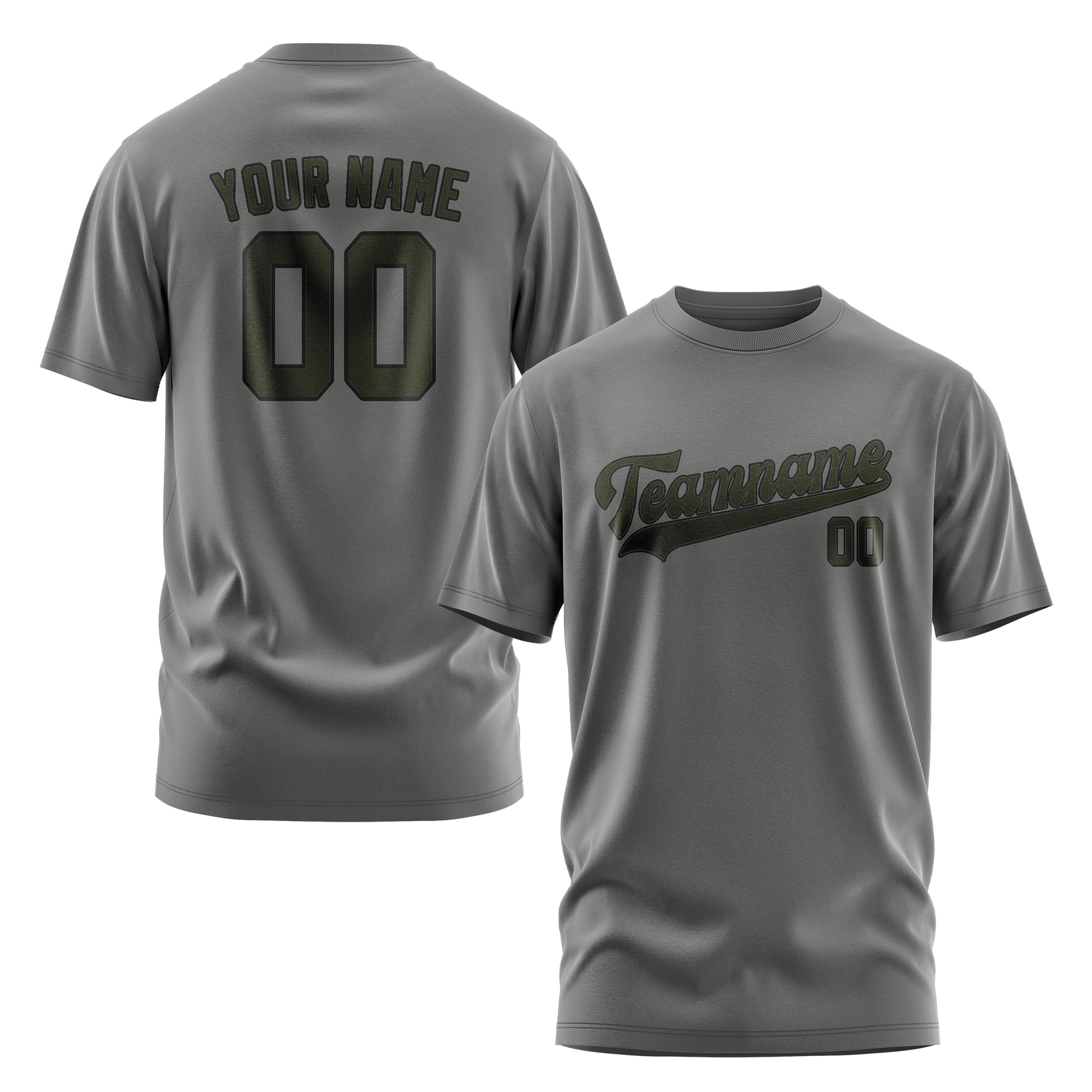 Maßgeschneidertes Dunkelgrau Dunkles Oliv T-Shirt