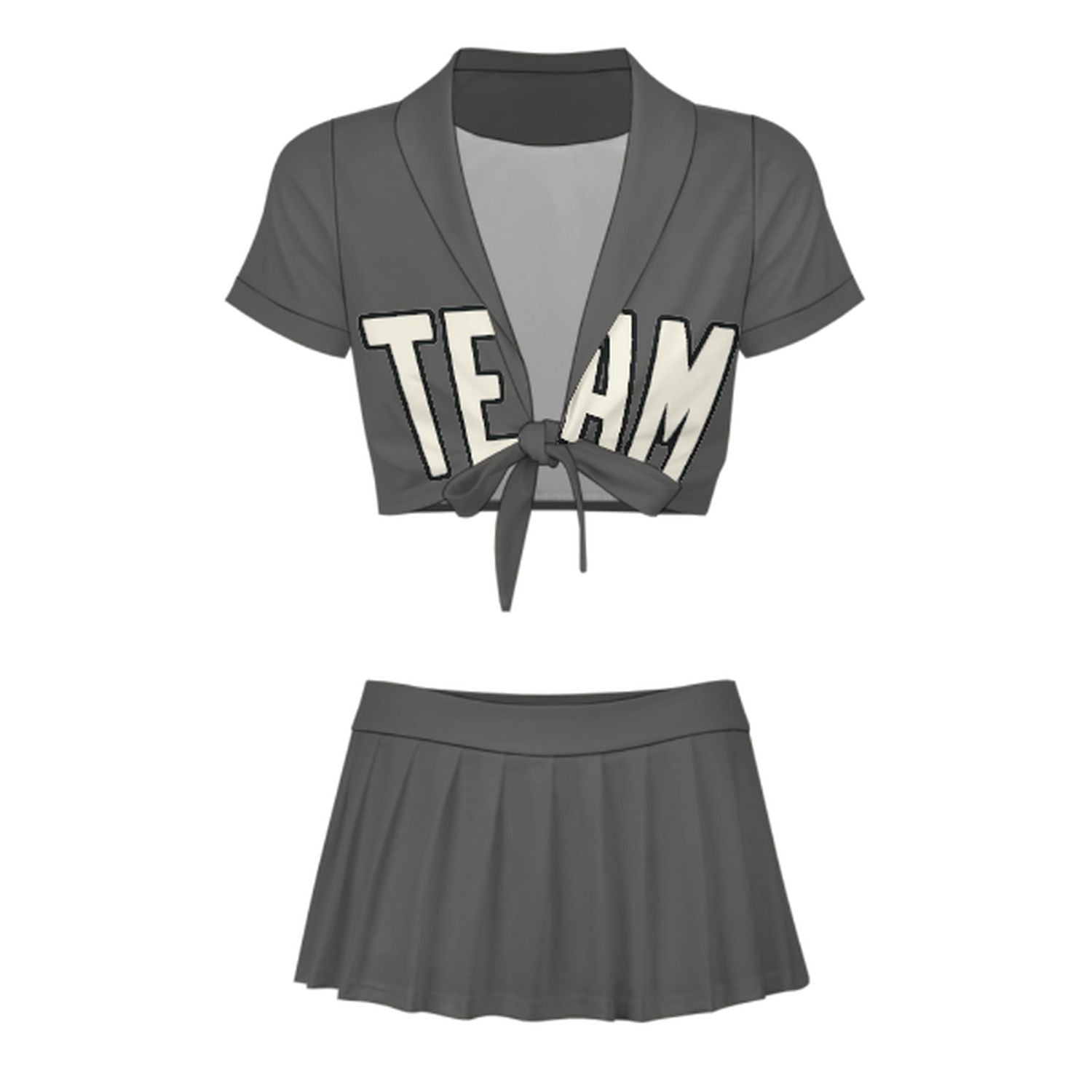 Maßgeschneidertes Dunkelgrau Beige Cheerleader Outfit Set