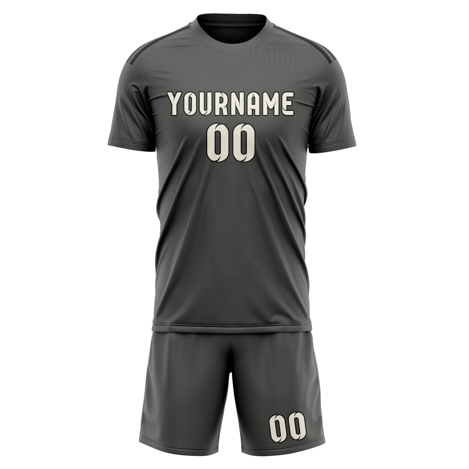Maßgeschneidertes Professionelles Dunkelgrau Beige Fußballtrikot-Set