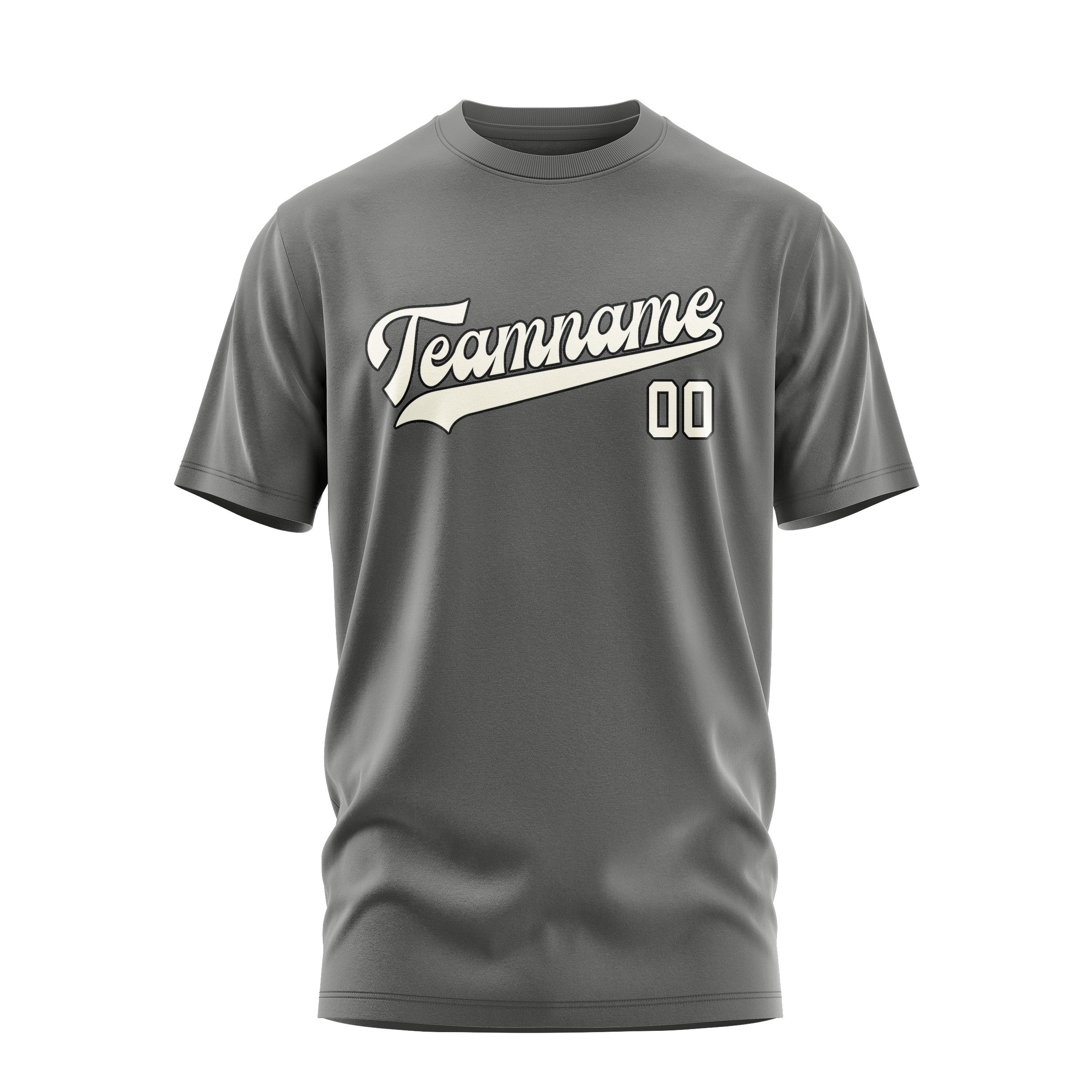 Maßgeschneidertes Dunkelgrau Beige T-Shirt
