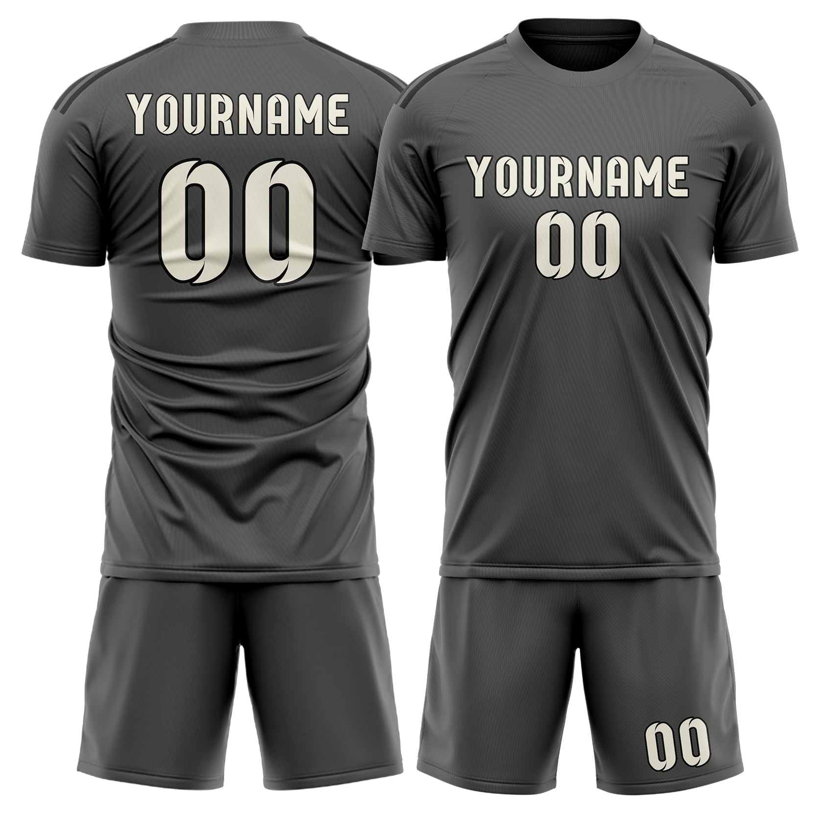 Maßgeschneidertes Professionelles Dunkelgrau Beige Fußballtrikot-Set