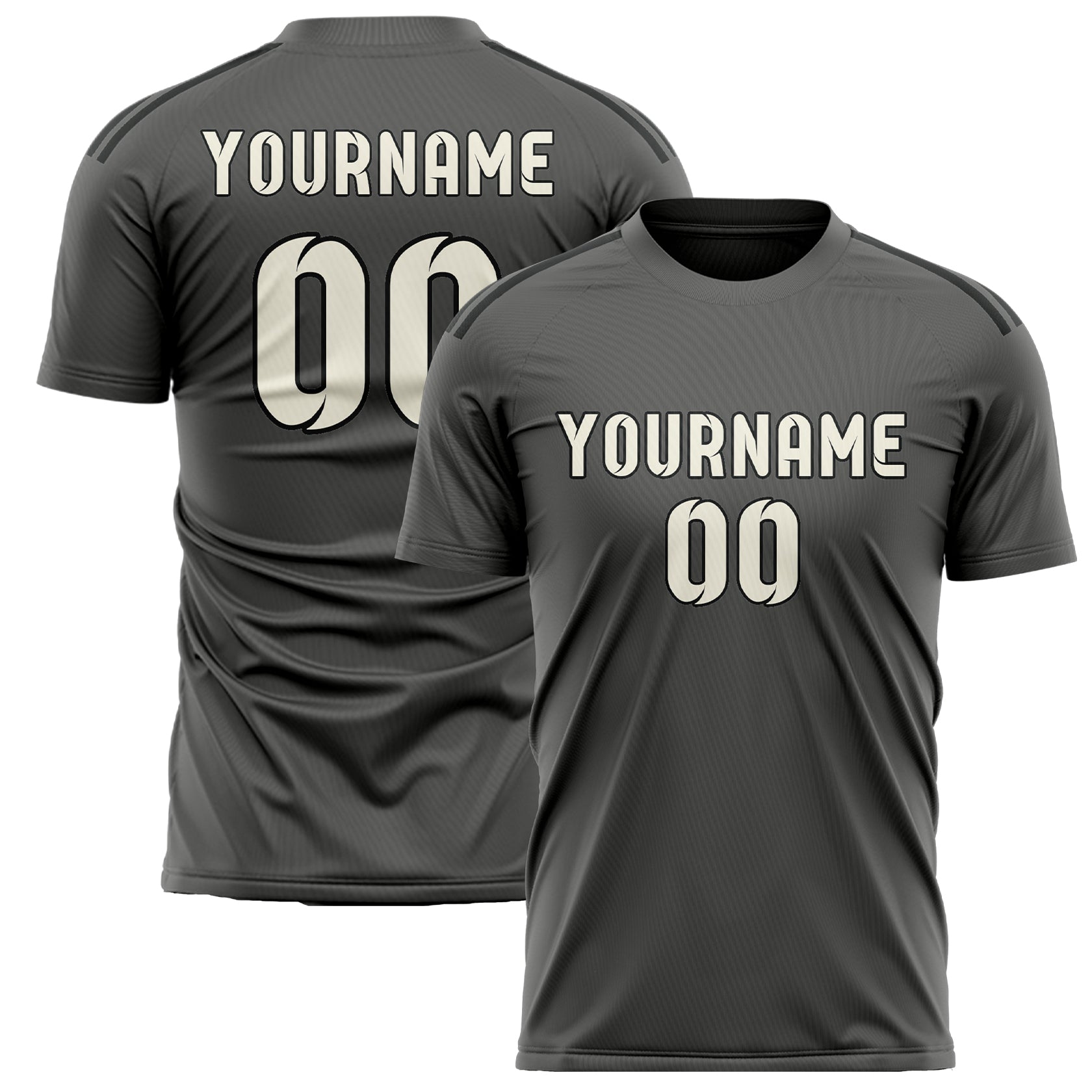 Benutzerdefiniertes Professionelles Dunkelgrau Beige Fußballtrikot