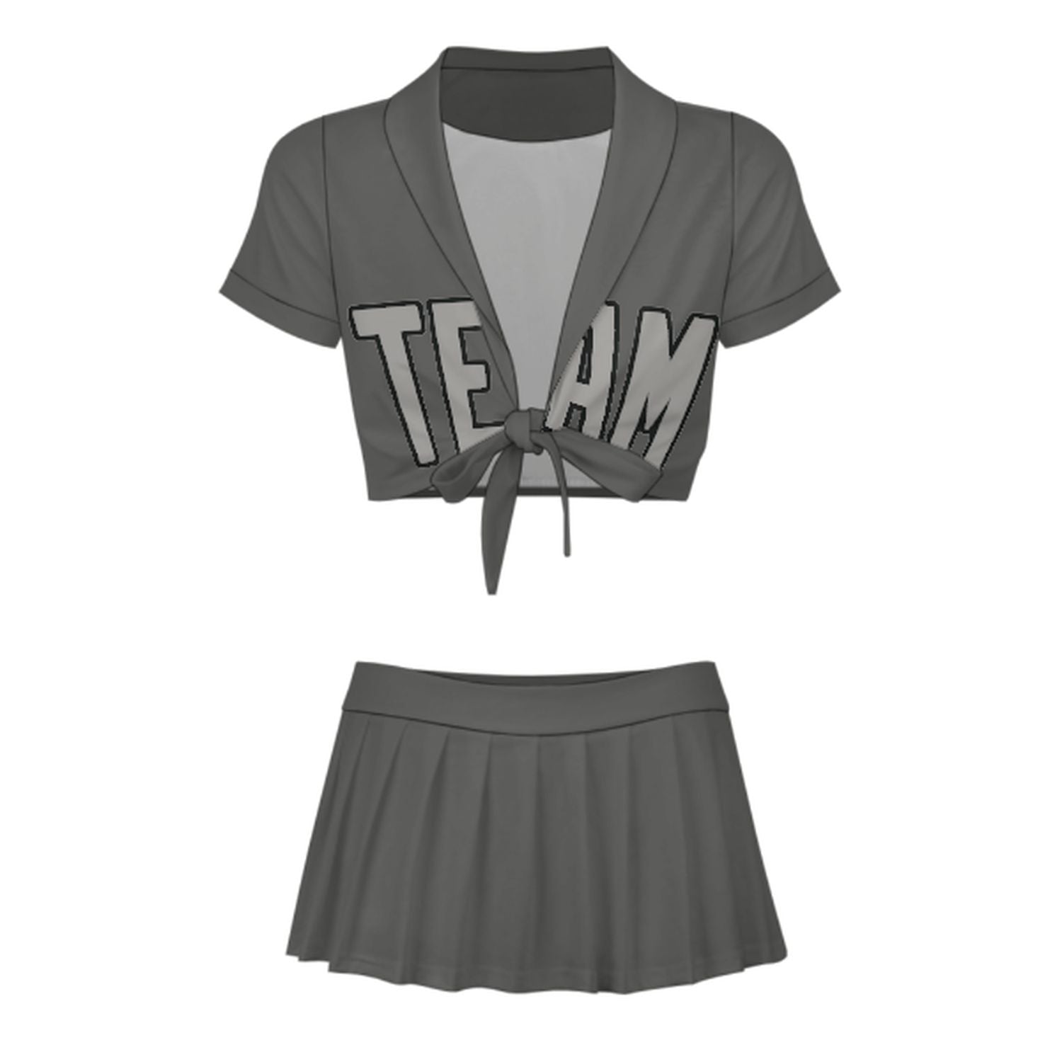 Maßgeschneidertes Dunkelgrau Grau Cheerleader Outfit Set