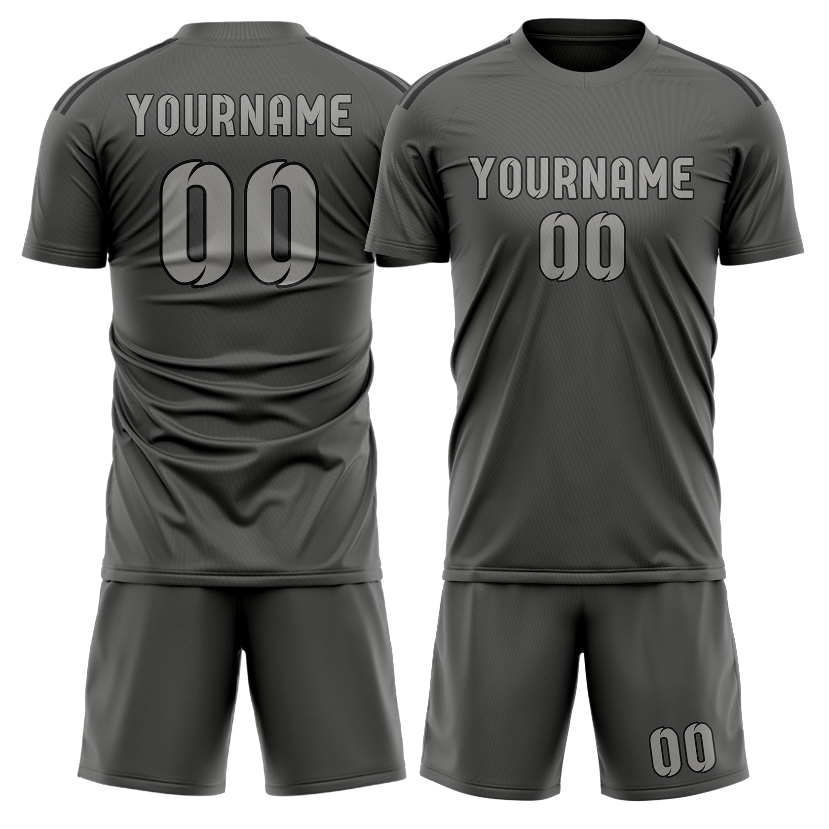 Maßgeschneidertes Professionelles Dunkelgrau Grau Fußballtrikot-Set