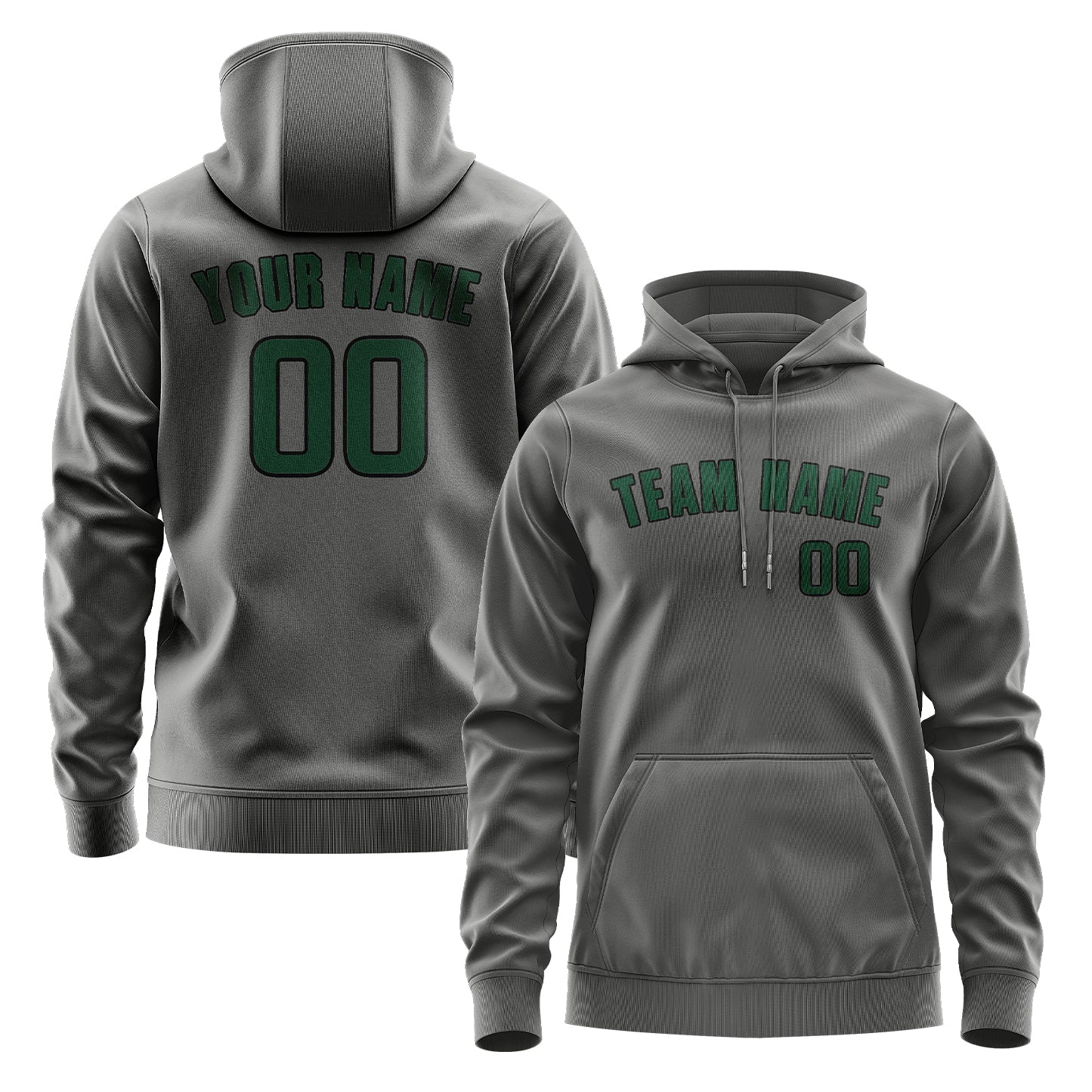 Maßgeschneidertes Dunkelgrau Moosgrün Hoodie
