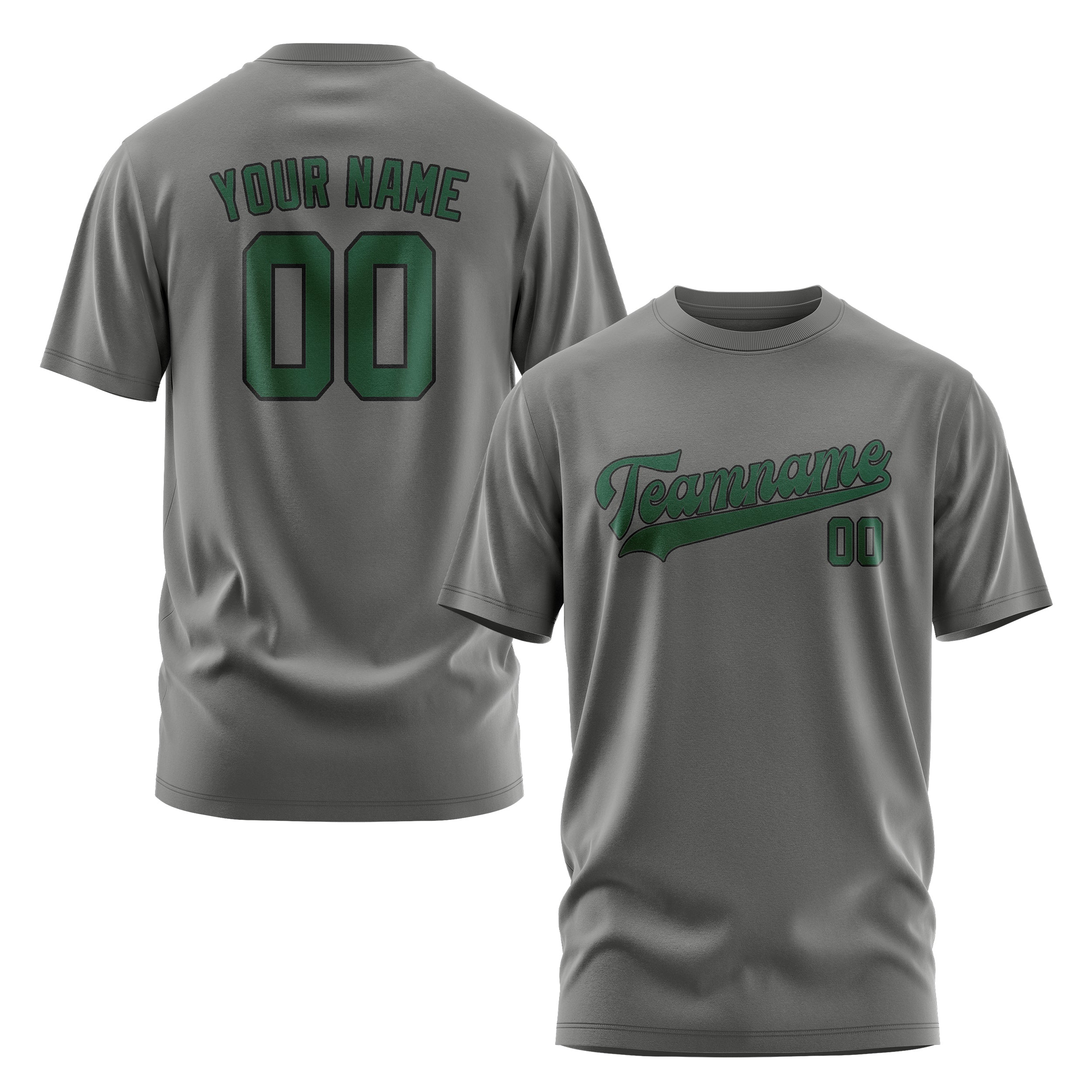Maßgeschneidertes Dunkelgrau Moosgrün T-Shirt