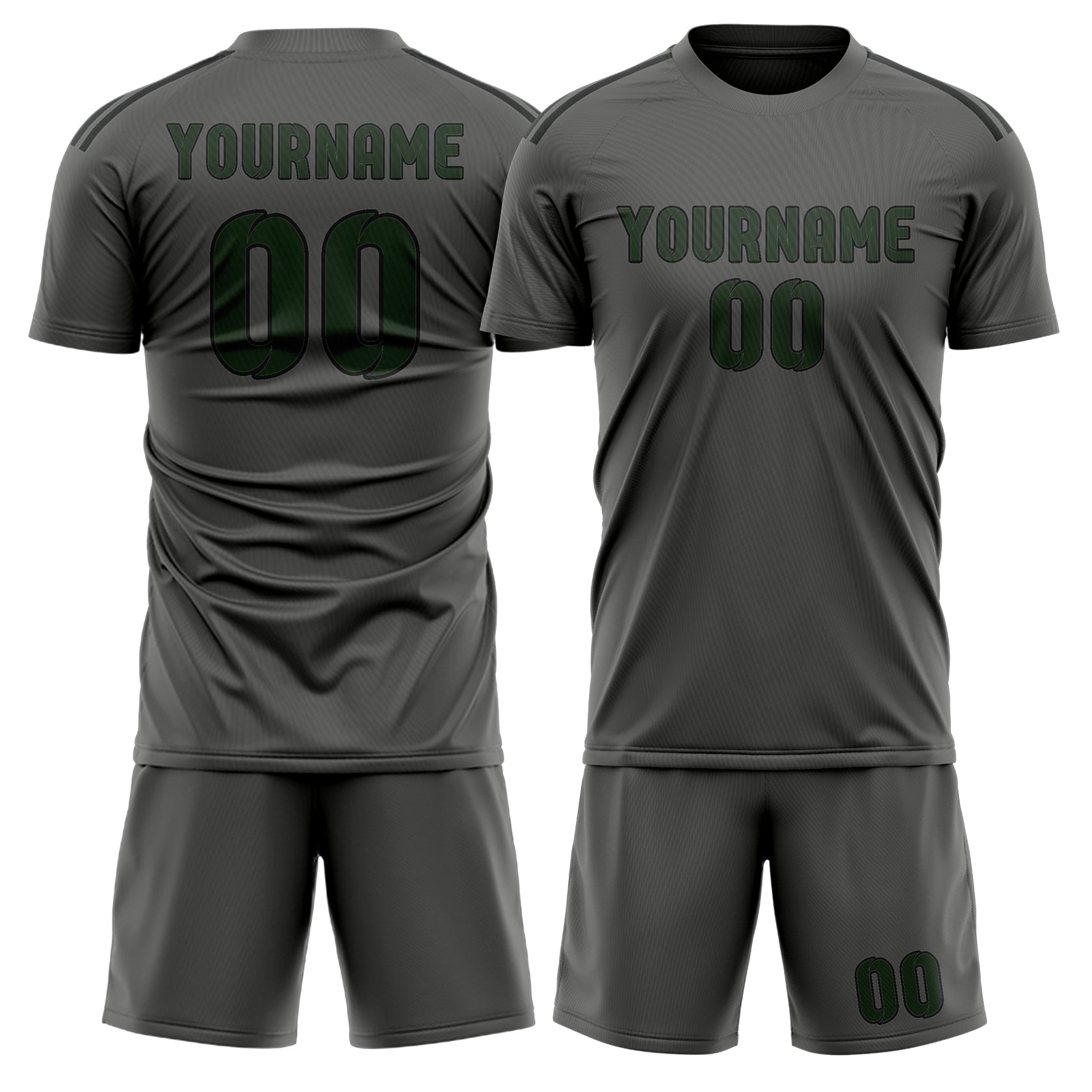 Maßgeschneidertes Professionelles Dunkelgrau Tannengrün Fußballtrikot-Set