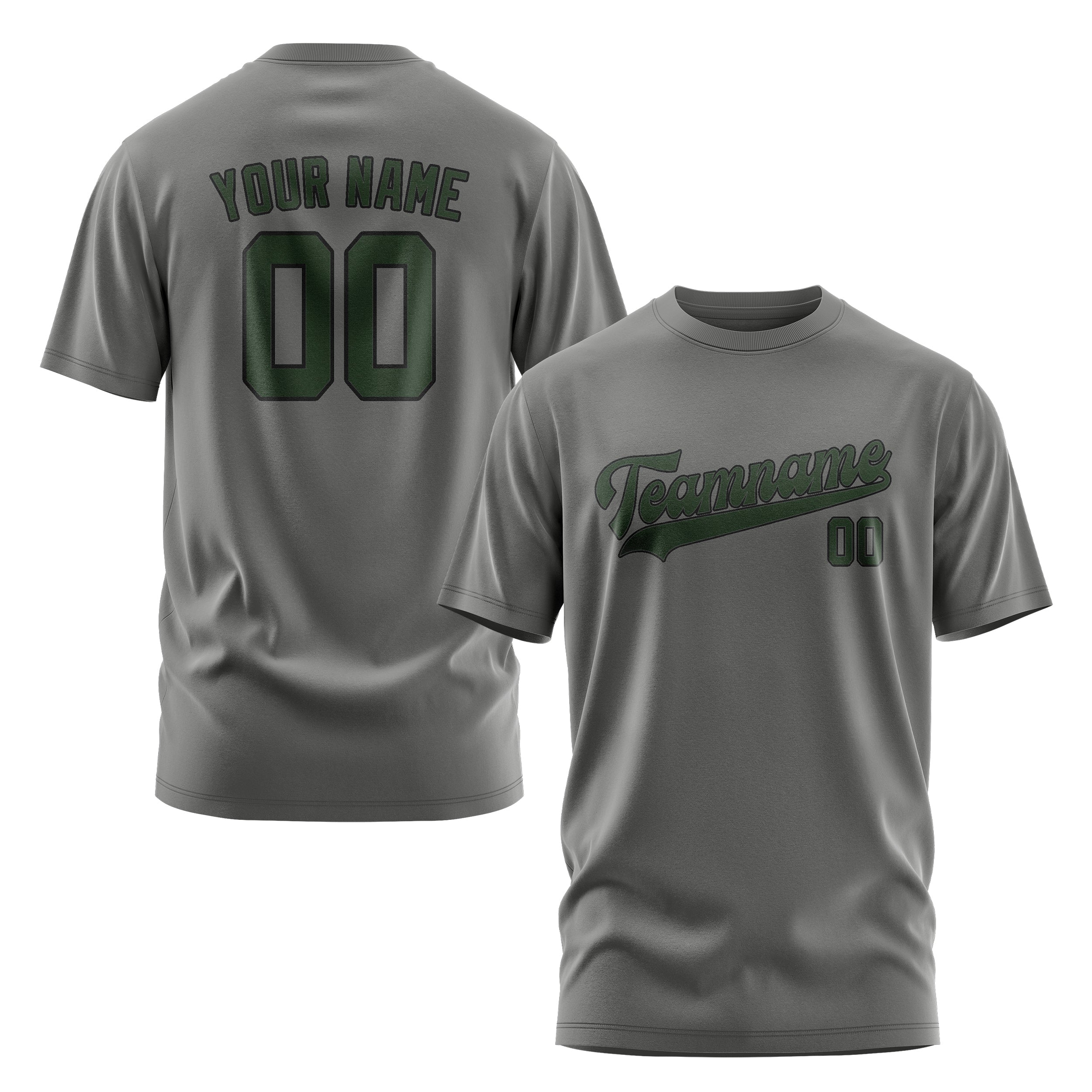 Maßgeschneidertes Dunkelgrau Tannengrün T-Shirt