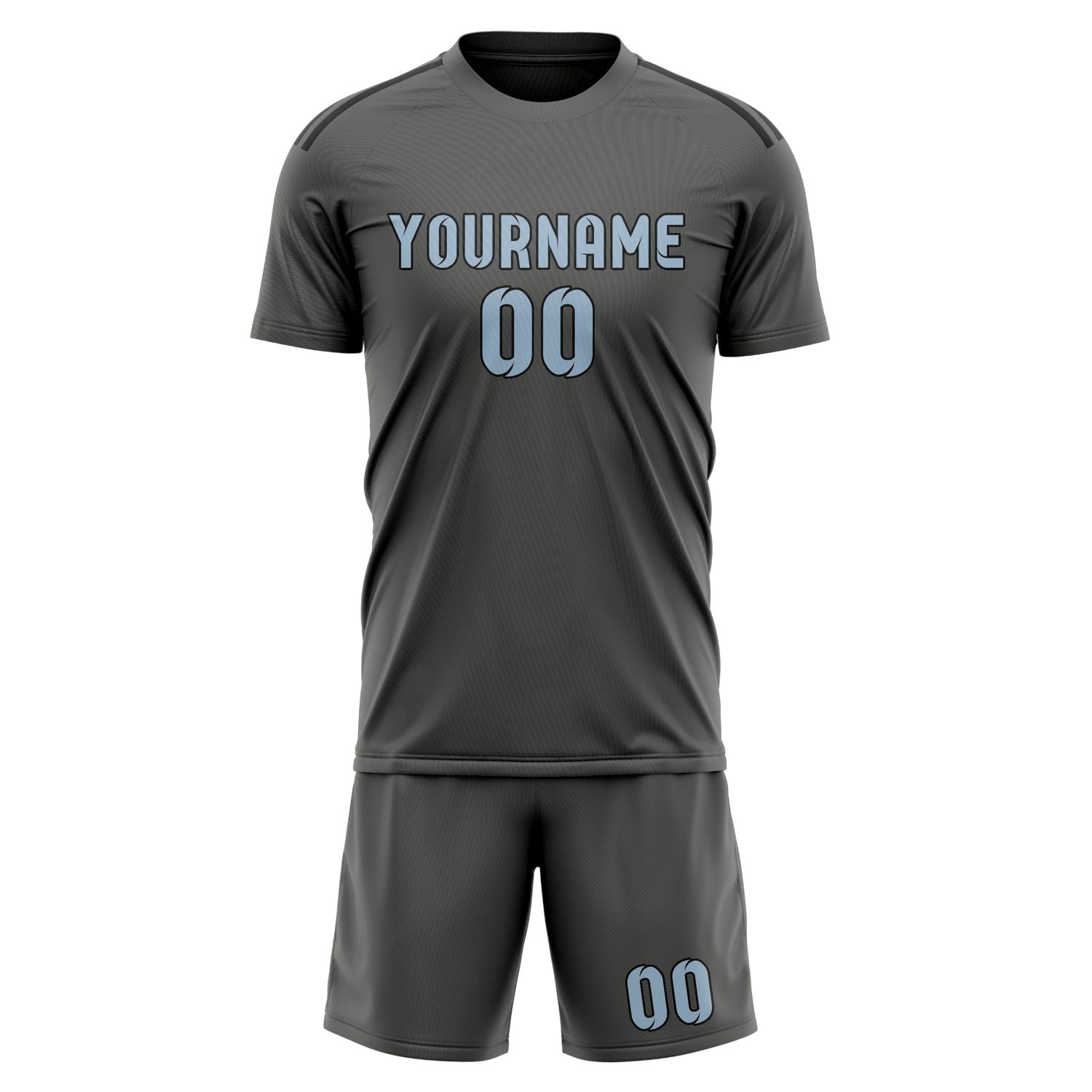 Maßgeschneidertes Professionelles Dunkelgrau Hellblau Fußballtrikot-Set