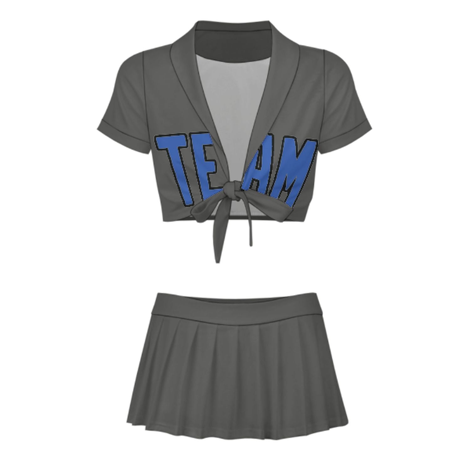 Maßgeschneidertes Dunkelgrau Himmelblau Cheerleader Outfit Set