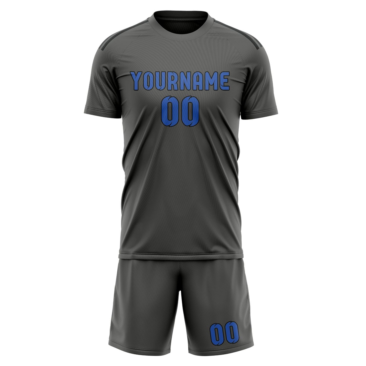 Maßgeschneidertes Professionelles Dunkelgrau Himmelblau Fußballtrikot-Set