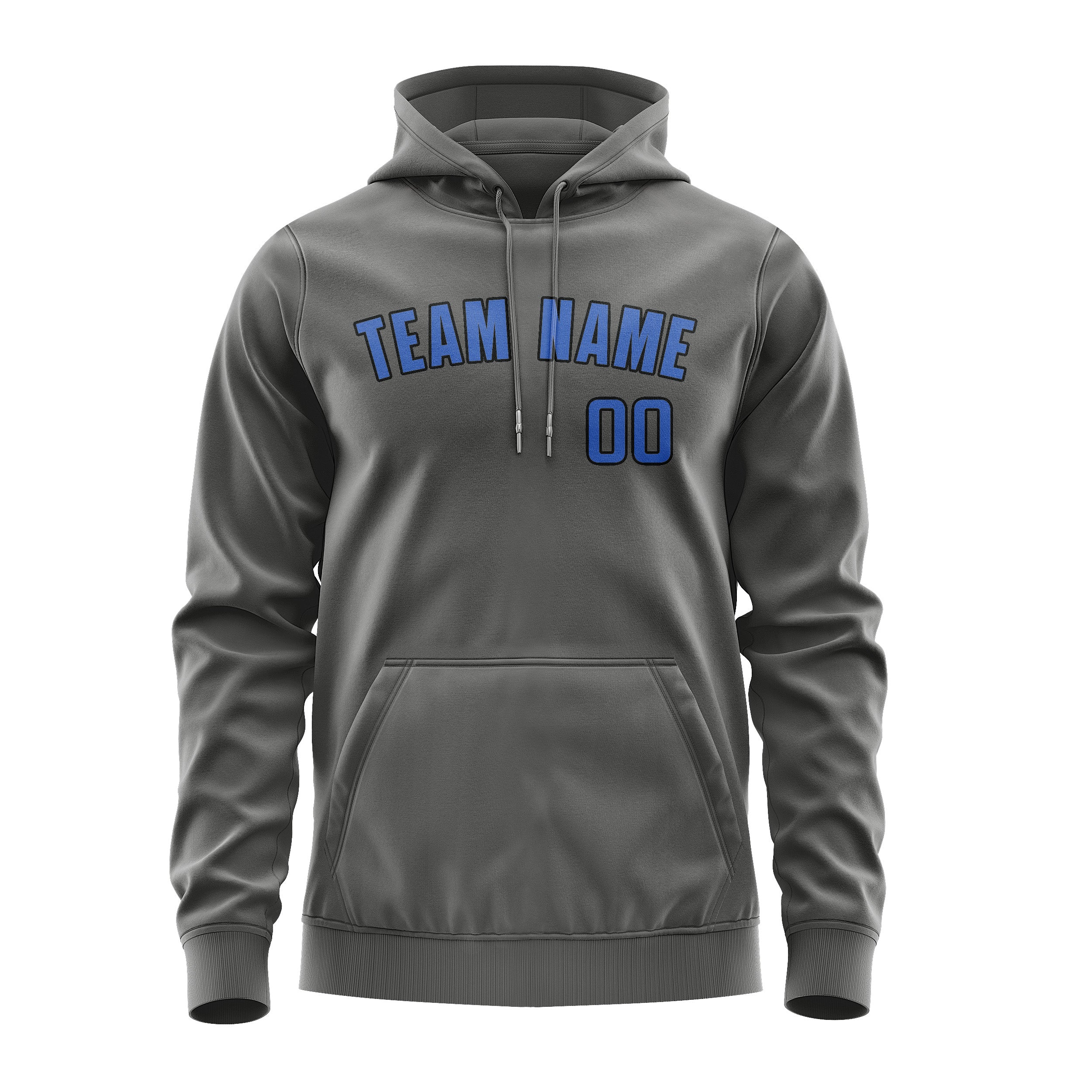Maßgeschneidertes Dunkelgrau Himmelblau Hoodie