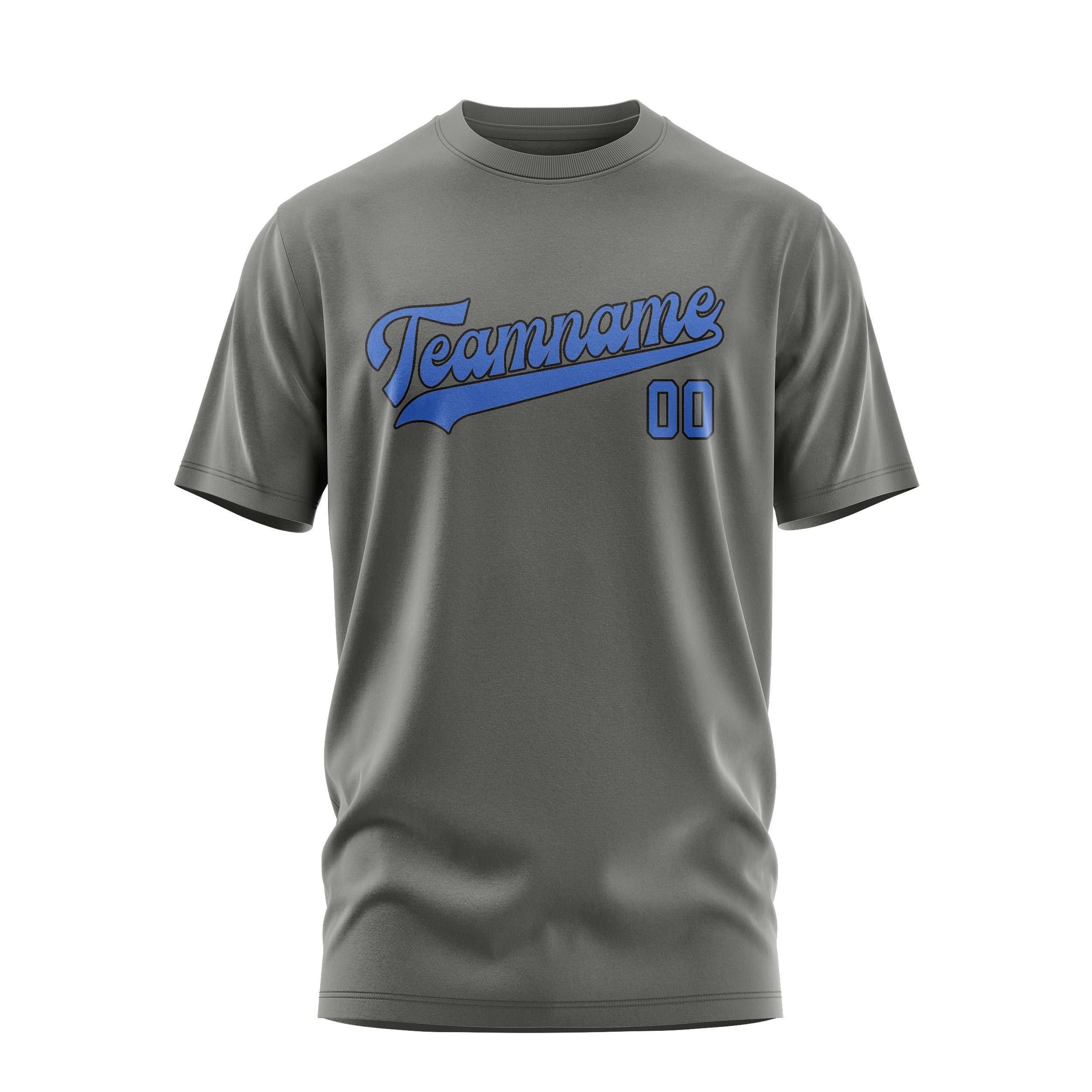 Maßgeschneidertes Dunkelgrau Himmelblau T-Shirt