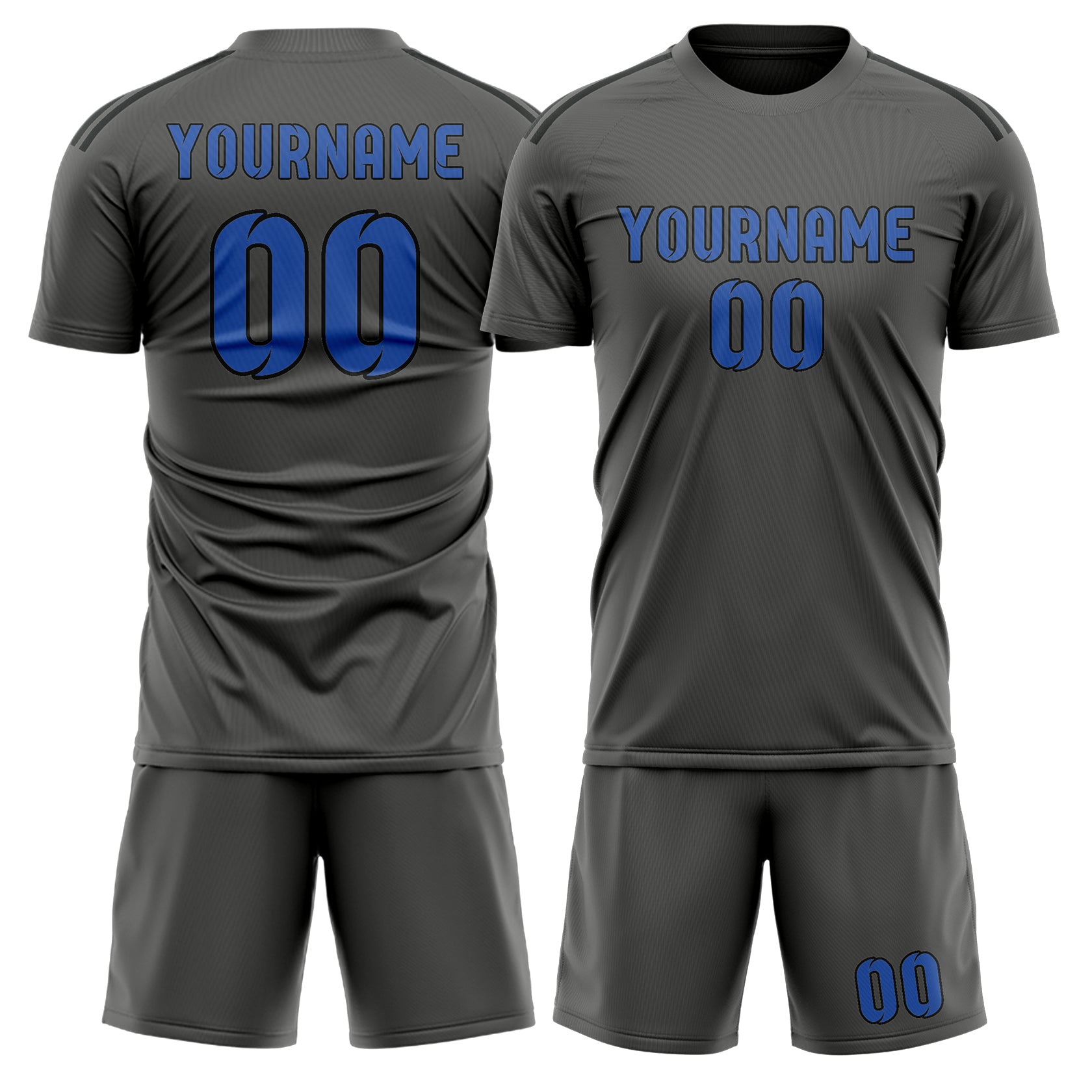 Maßgeschneidertes Professionelles Dunkelgrau Himmelblau Fußballtrikot-Set