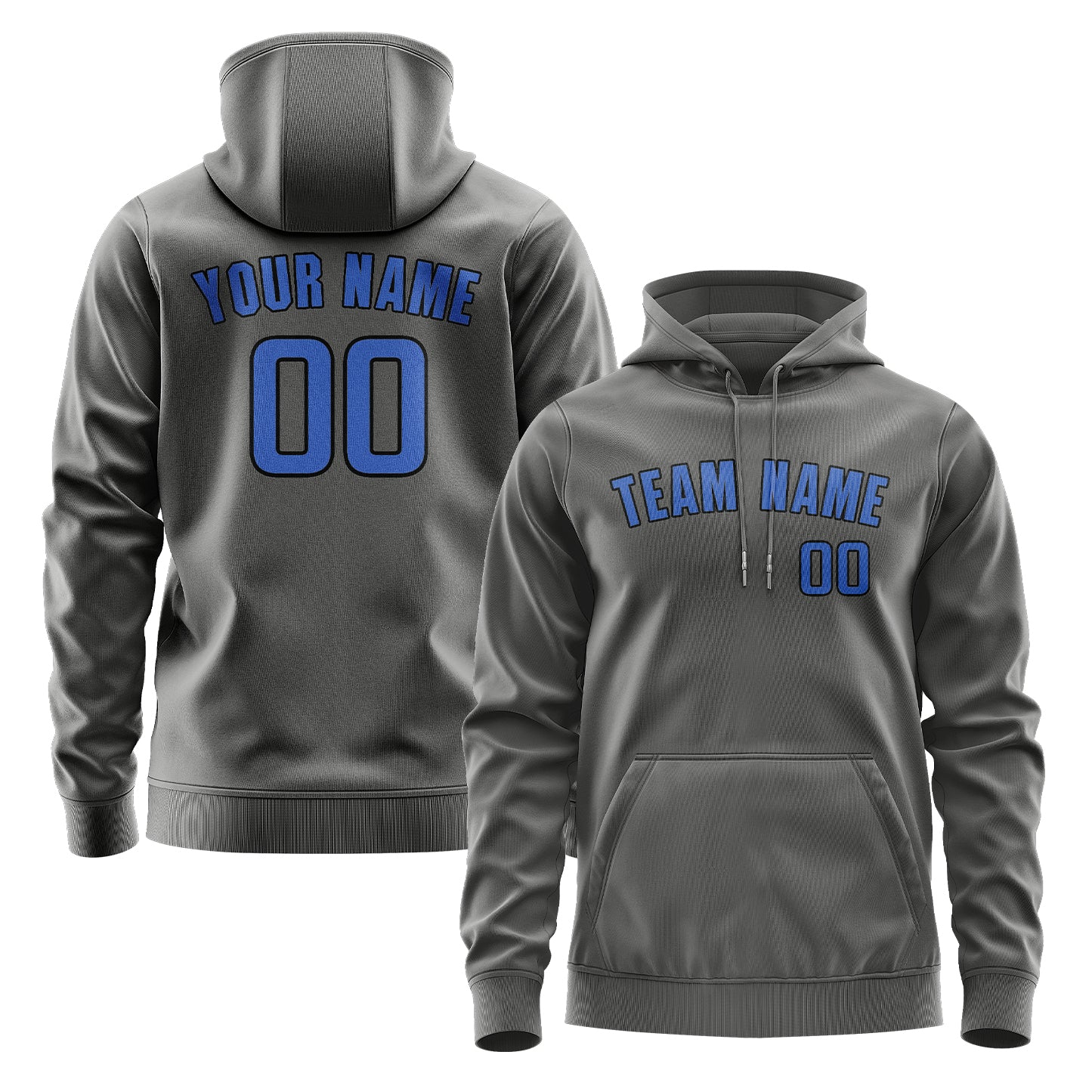 Maßgeschneidertes Dunkelgrau Himmelblau Hoodie