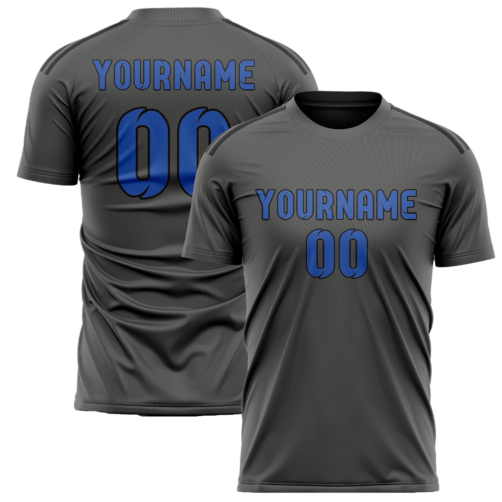 Benutzerdefiniertes Professionelles Dunkelgrau Himmelblau Fußballtrikot