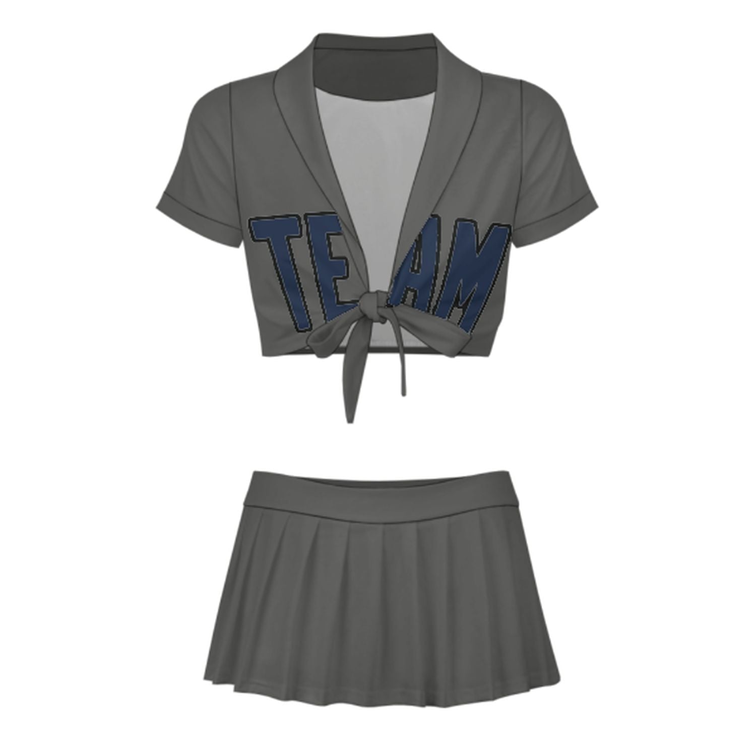 Maßgeschneidertes Dunkelgrau Marineblau Cheerleader Outfit Set