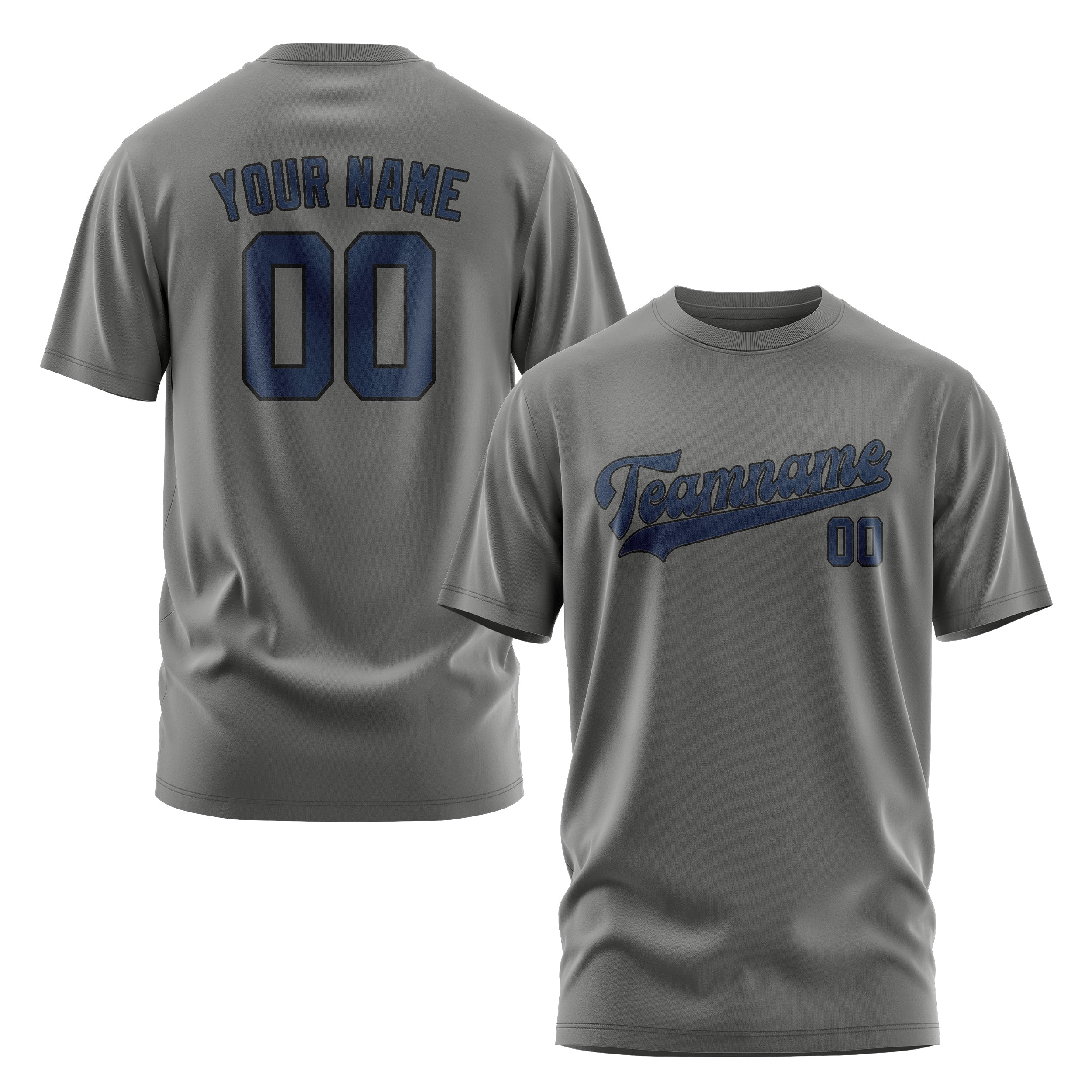 Maßgeschneidertes Dunkelgrau Marineblau T-Shirt