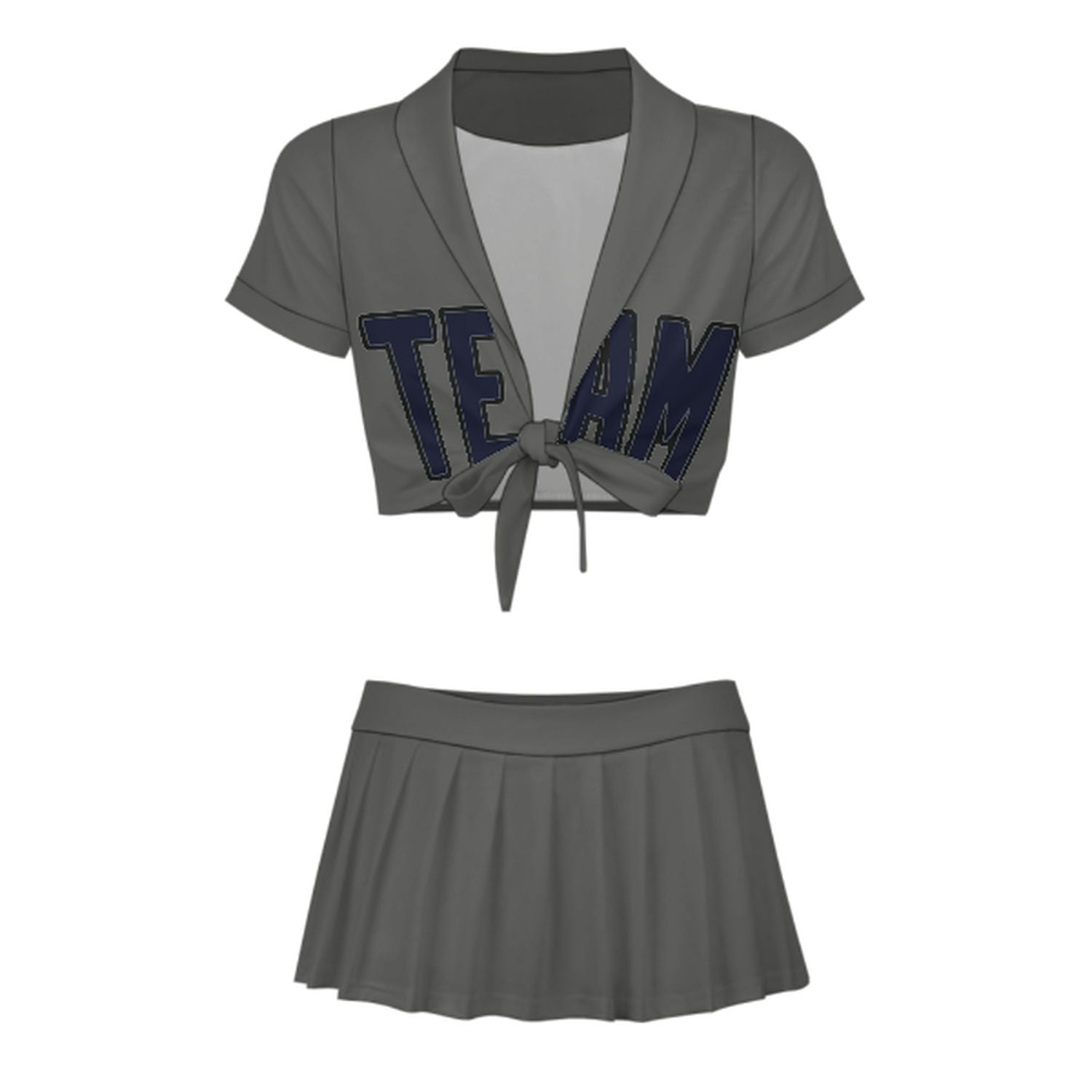 Maßgeschneidertes Dunkelgrau Stahlblau Cheerleader Outfit Set