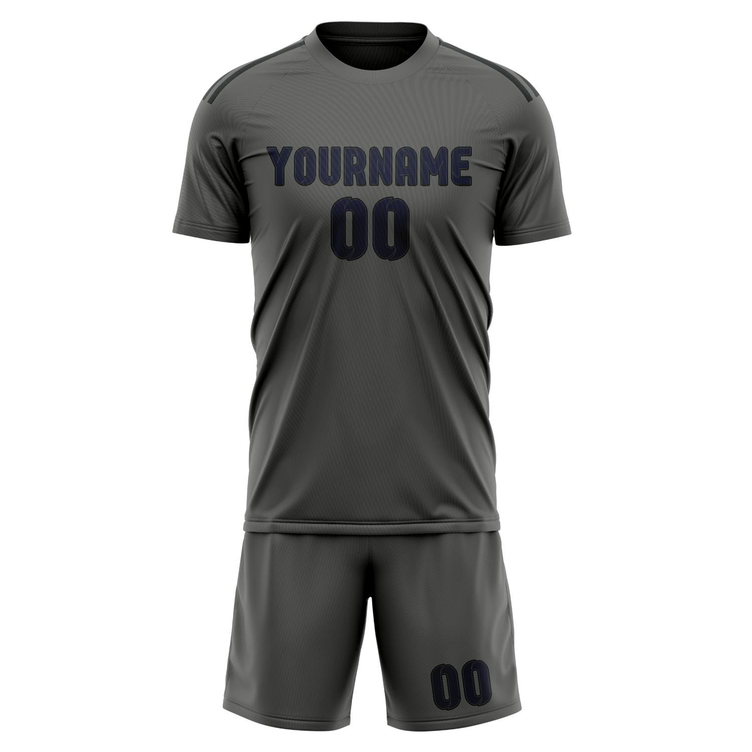 Maßgeschneidertes Professionelles Dunkelgrau Stahlblau Fußballtrikot-Set
