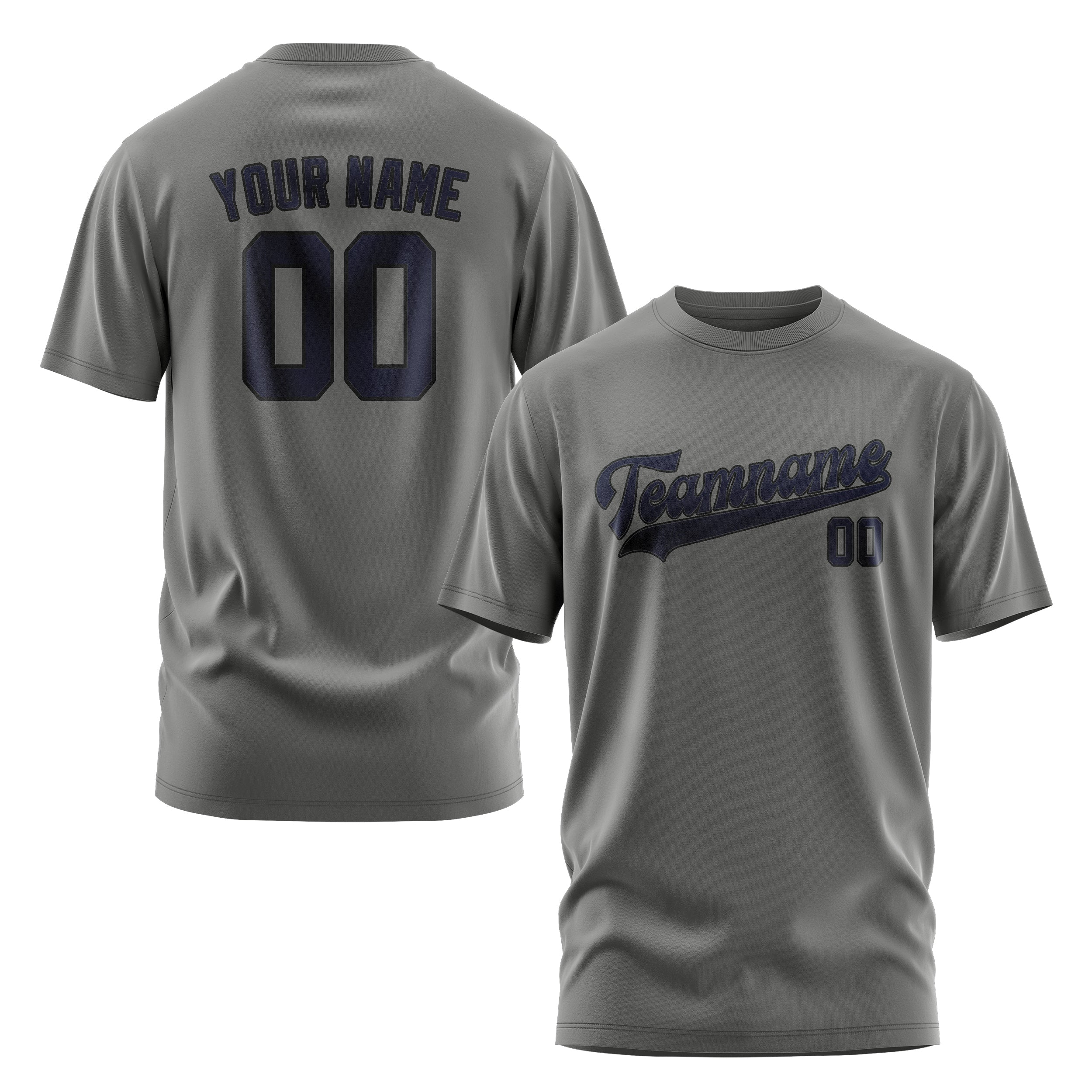 Maßgeschneidertes Dunkelgrau Stahlblau T-Shirt