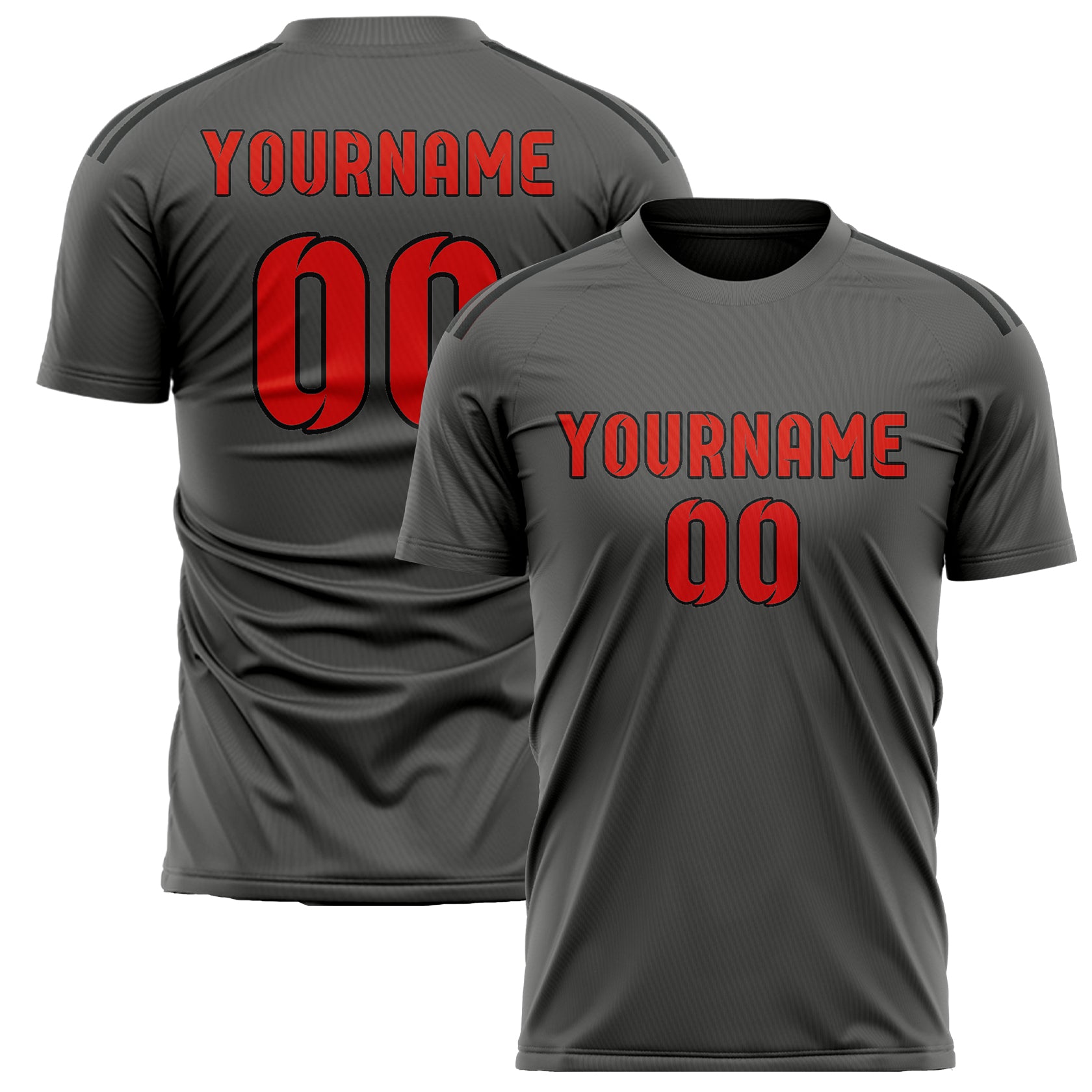 Benutzerdefiniertes Professionelles Dunkelgrau Orangerot Fußballtrikot
