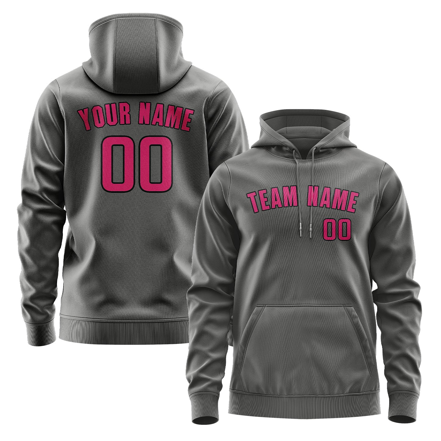 Maßgeschneidertes Dunkelgrau Rosarot Hoodie