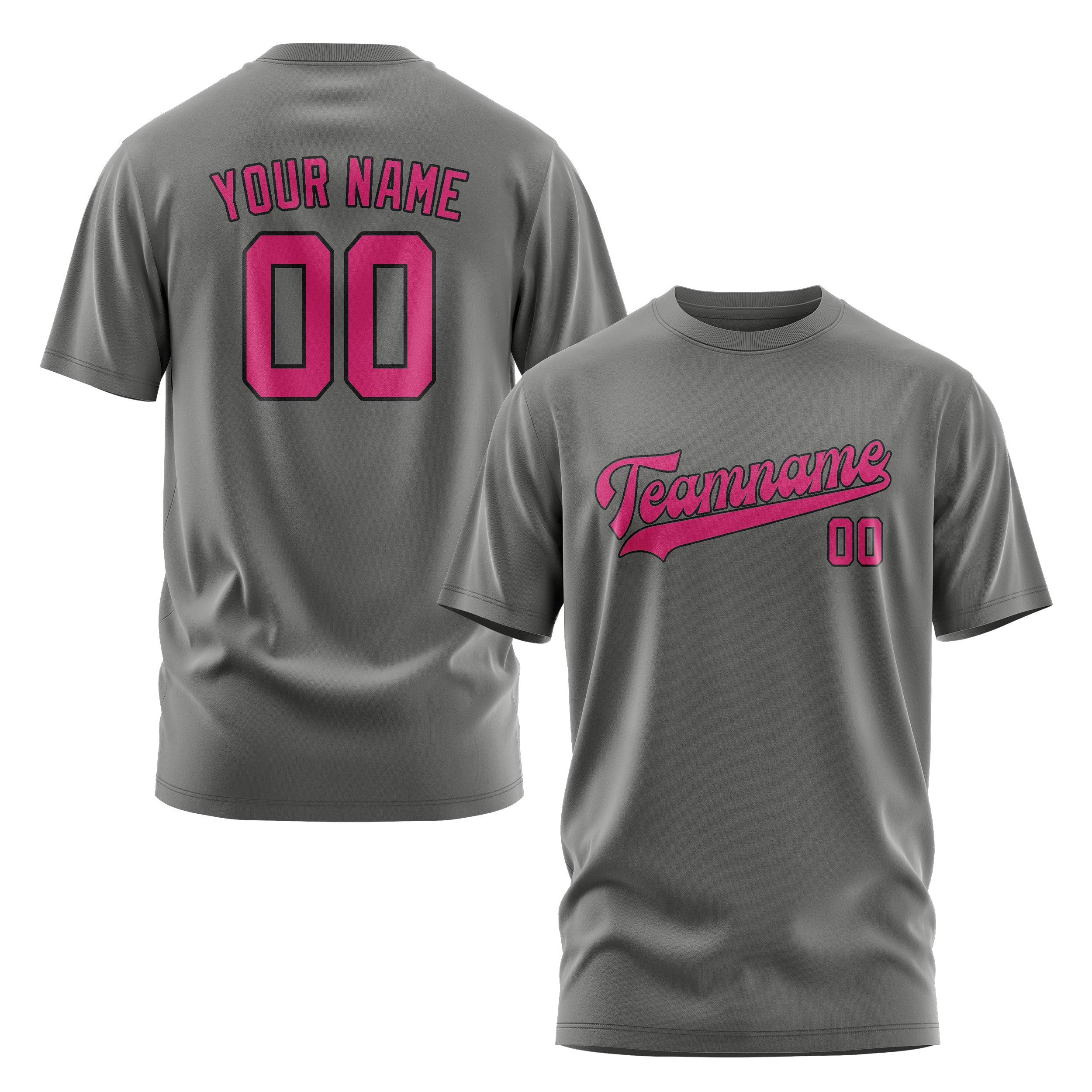 Maßgeschneidertes Dunkelgrau Rosarot T-Shirt