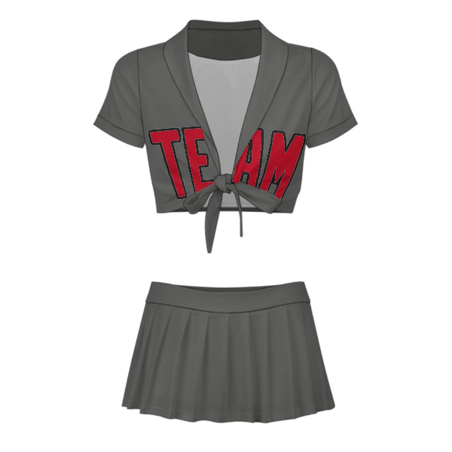 Maßgeschneidertes Dunkelgrau Rot Cheerleader Outfit Set